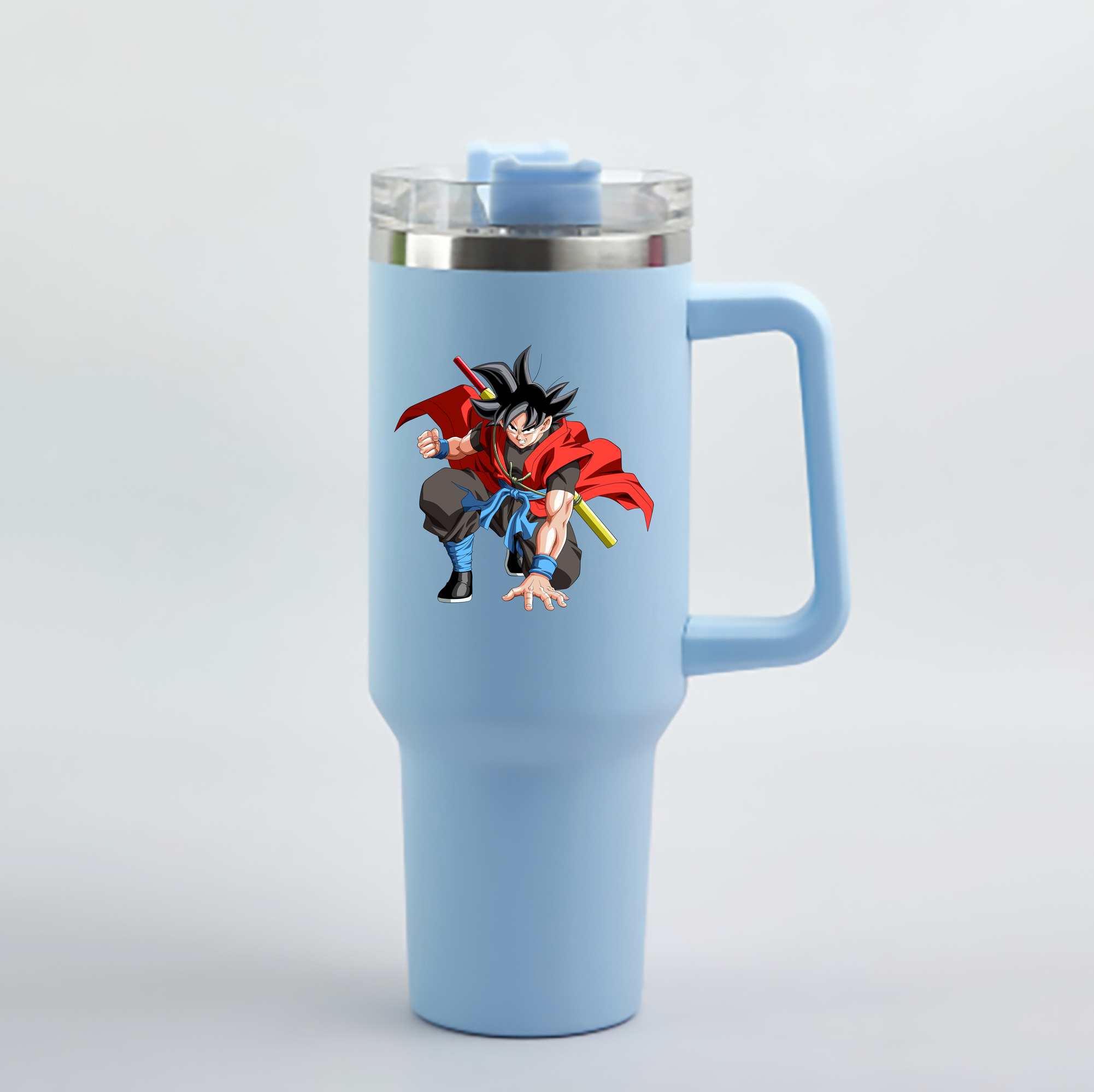 （画像用） ドラゴンボール 孫悟空（そん ごくう）Son Goku カカロット DRAGON BALL Kakarotto 1200mL車用タンブラー - クリスタルステッカー（プラスチックストロー付き）