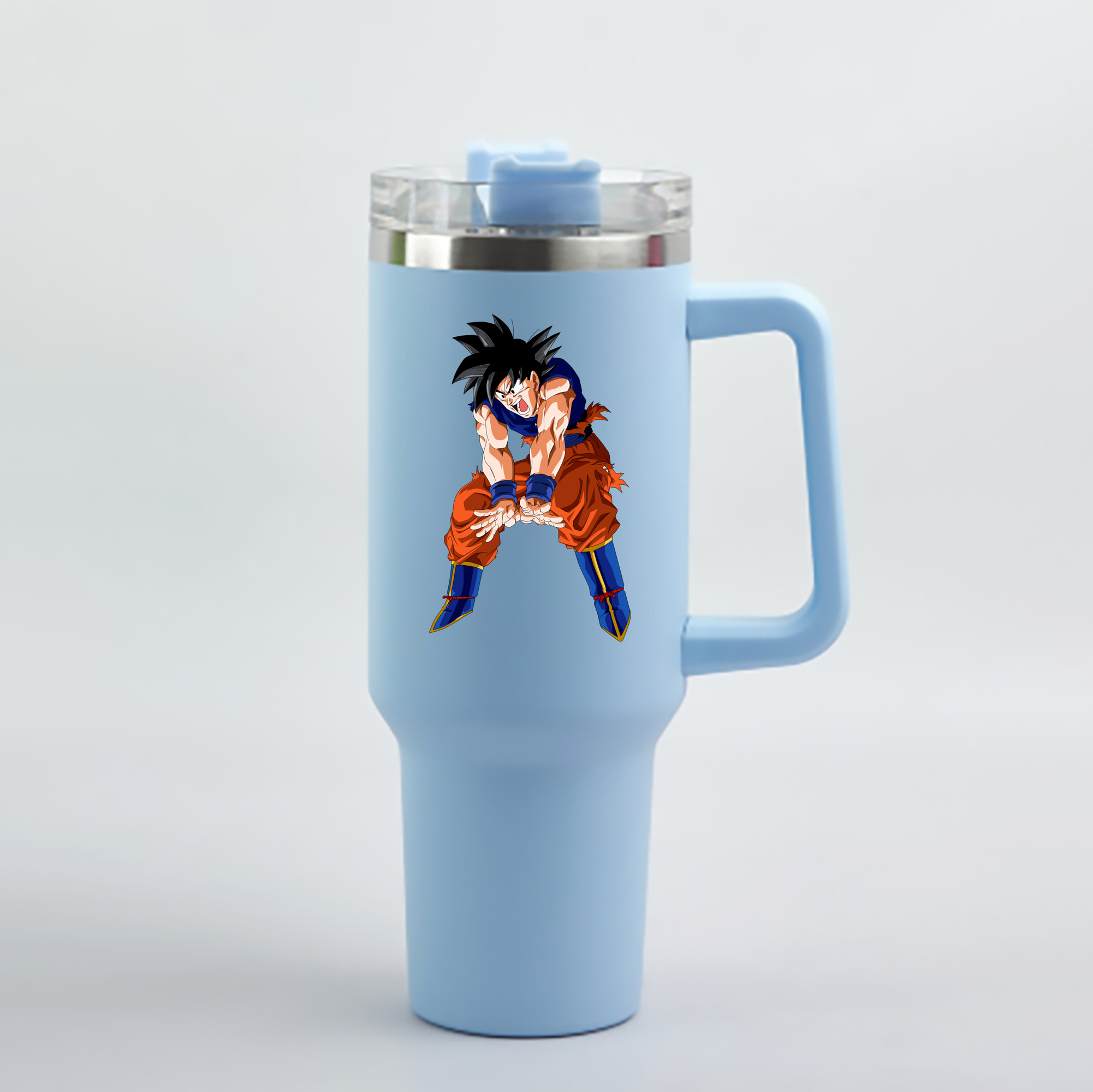 （画像用） ドラゴンボール 孫悟空（そん ごくう）Son Goku カカロット DRAGON BALL Kakarotto 1200mL車用タンブラー - クリスタルステッカー（プラスチックストロー付き）