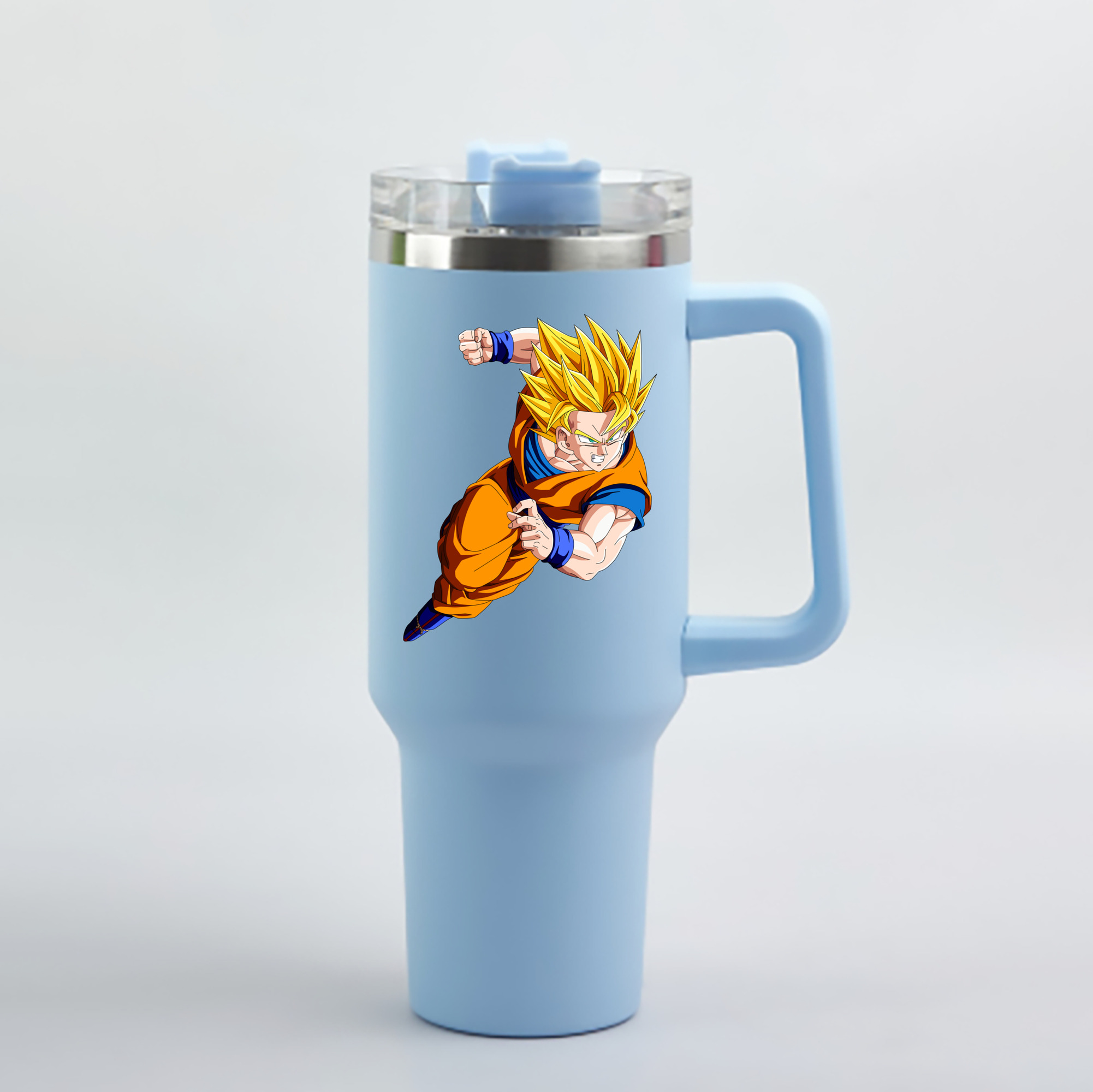 （画像用） ドラゴンボール 孫悟空（そん ごくう）Son Goku カカロット DRAGON BALL Kakarotto 1200mL車用タンブラー - クリスタルステッカー（プラスチックストロー付き）