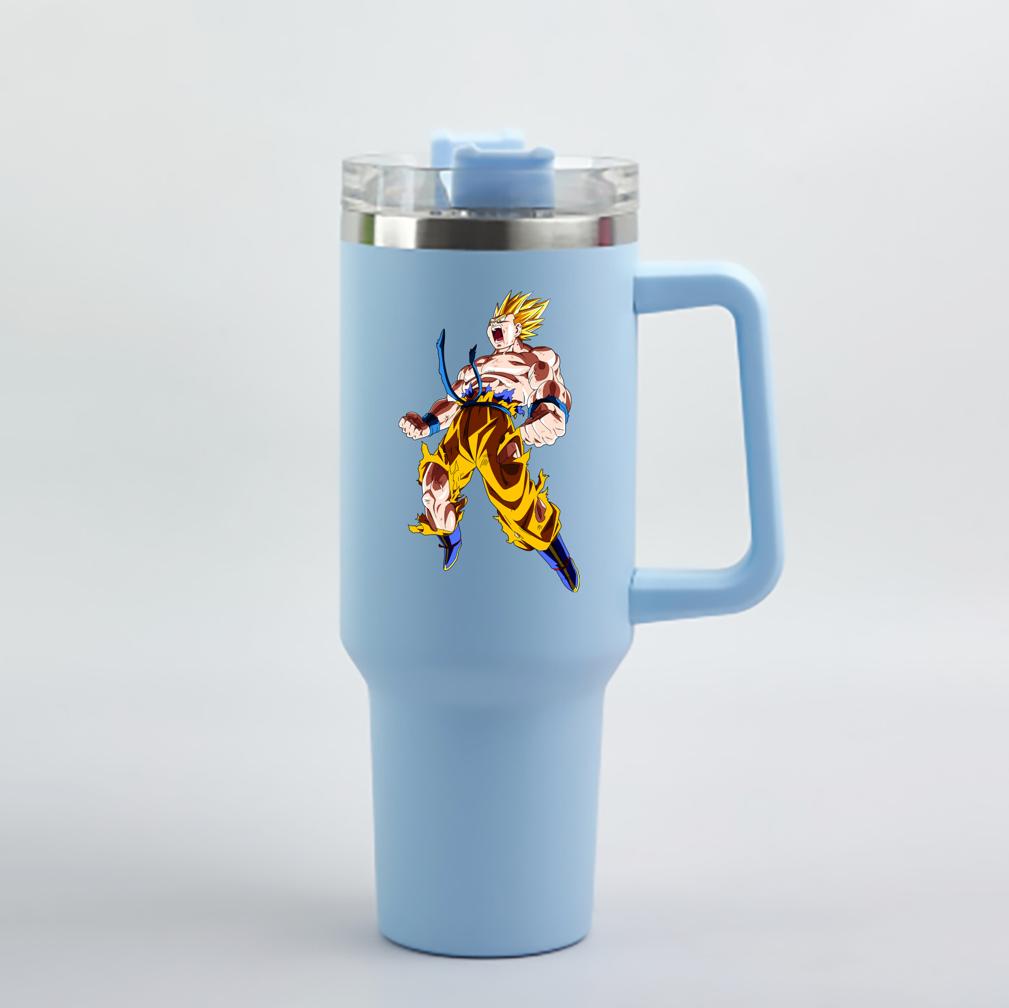 （画像用） ドラゴンボール 孫悟空（そん ごくう）Son Goku カカロット DRAGON BALL Kakarotto 1200mL車用タンブラー - クリスタルステッカー（プラスチックストロー付き）