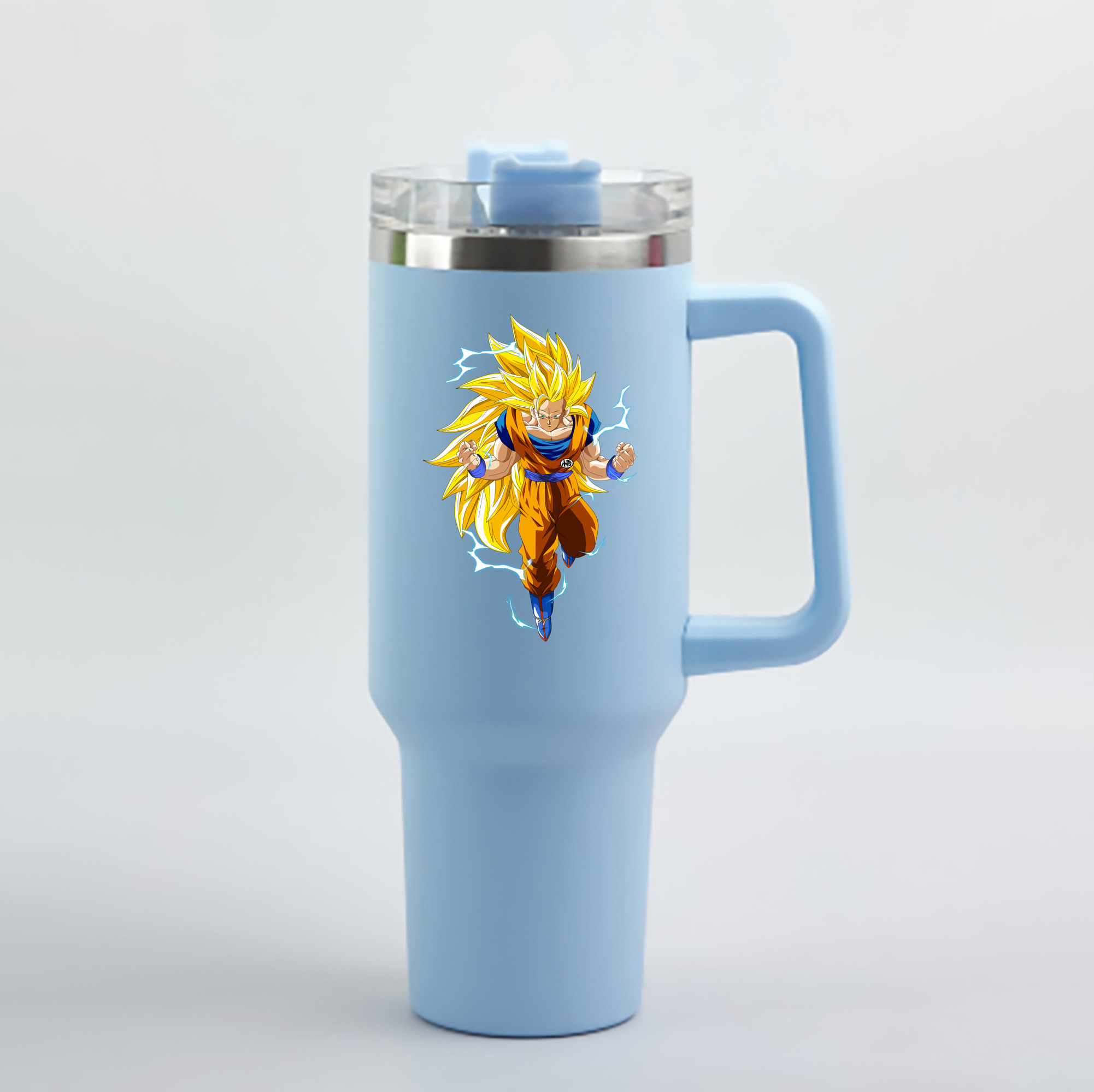 （画像用） ドラゴンボール 孫悟空（そん ごくう）Son Goku カカロット DRAGON BALL Kakarotto 1200mL車用タンブラー - クリスタルステッカー（プラスチックストロー付き）