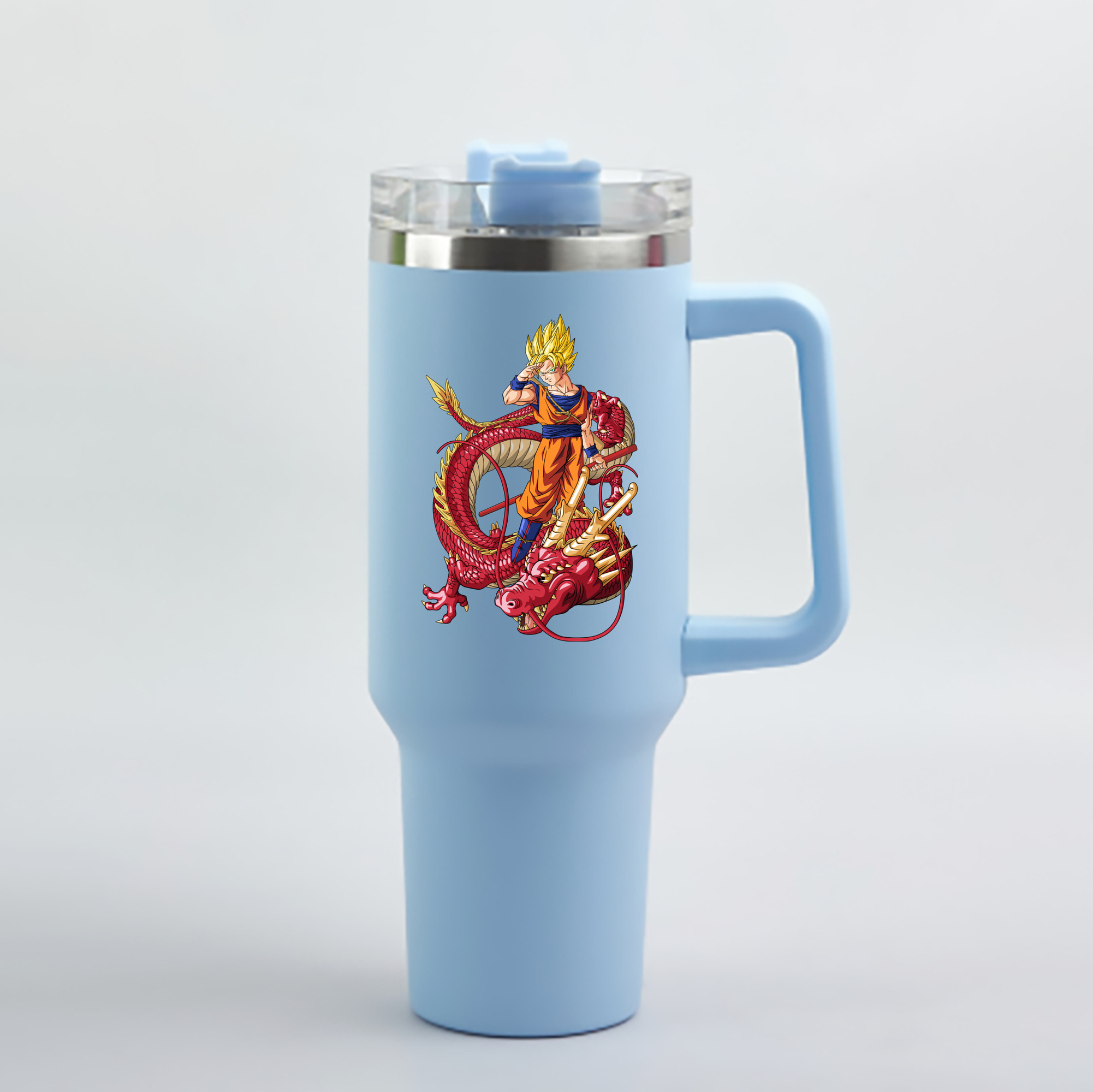 （画像用） ドラゴンボール 孫悟空（そん ごくう）Son Goku カカロット DRAGON BALL Kakarotto 1200mL車用タンブラー - クリスタルステッカー（プラスチックストロー付き）
