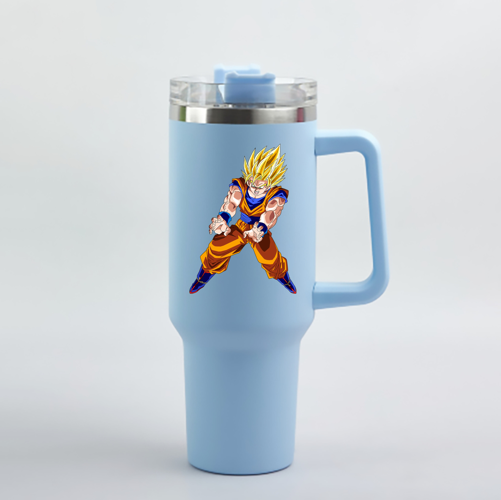（画像用） ドラゴンボール 孫悟空（そん ごくう）Son Goku カカロット DRAGON BALL Kakarotto 1200mL車用タンブラー - クリスタルステッカー（プラスチックストロー付き）