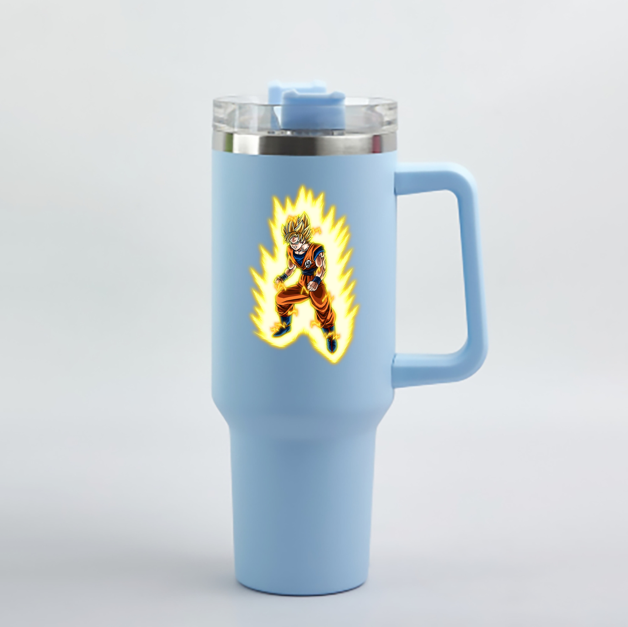 （画像用） ドラゴンボール 孫悟空（そん ごくう）Son Goku カカロット DRAGON BALL Kakarotto 1200mL車用タンブラー - クリスタルステッカー（プラスチックストロー付き）