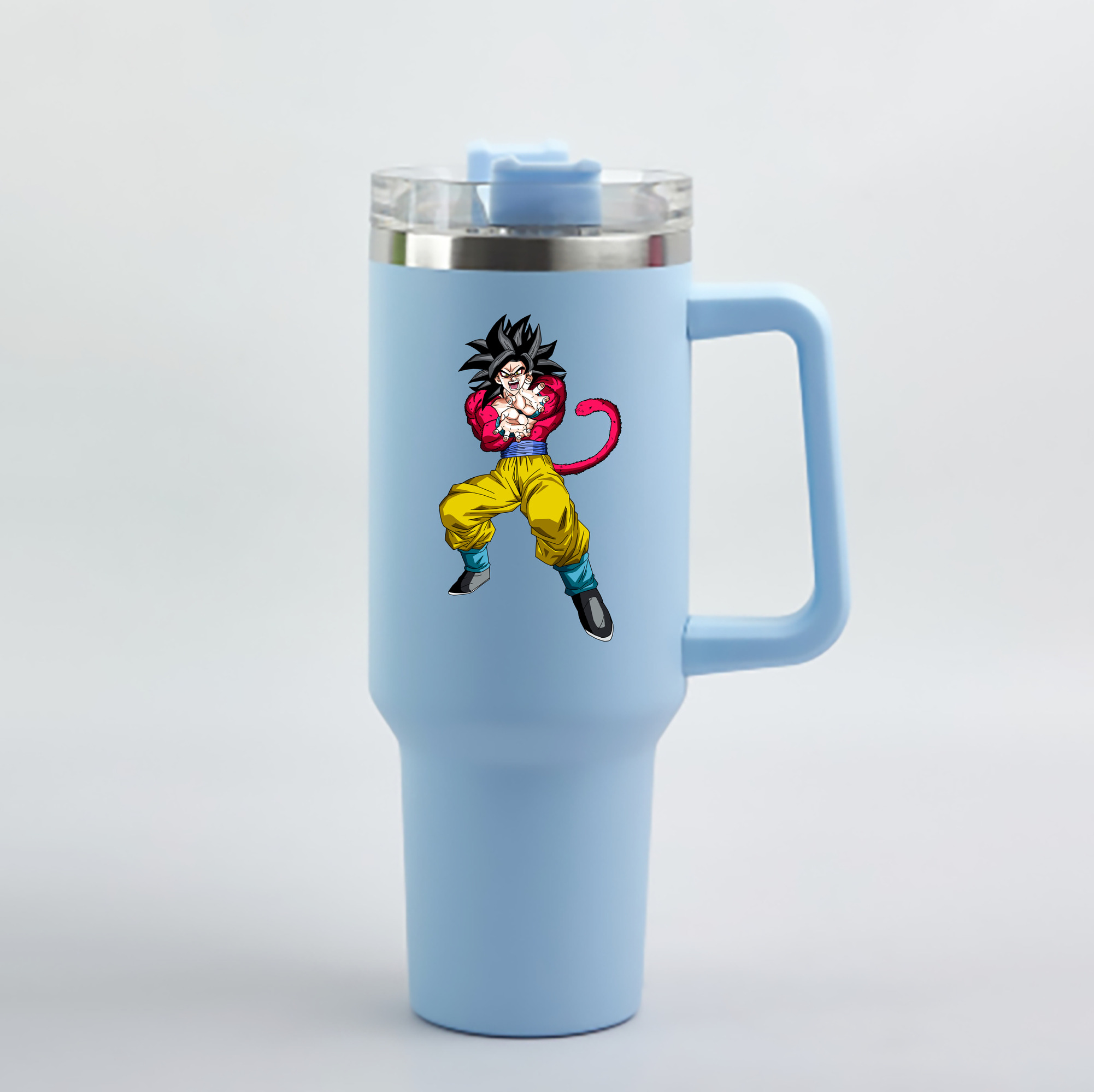 （画像用） ドラゴンボール 孫悟空（そん ごくう）Son Goku カカロット DRAGON BALL Kakarotto 1200mL車用タンブラー - クリスタルステッカー（プラスチックストロー付き）