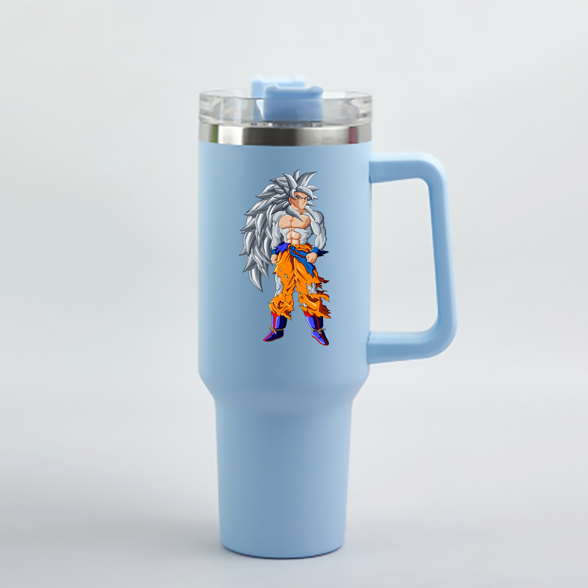 （画像用） ドラゴンボール 孫悟空（そん ごくう）Son Goku カカロット DRAGON BALL Kakarotto 1200mL車用タンブラー - クリスタルステッカー（プラスチックストロー付き）