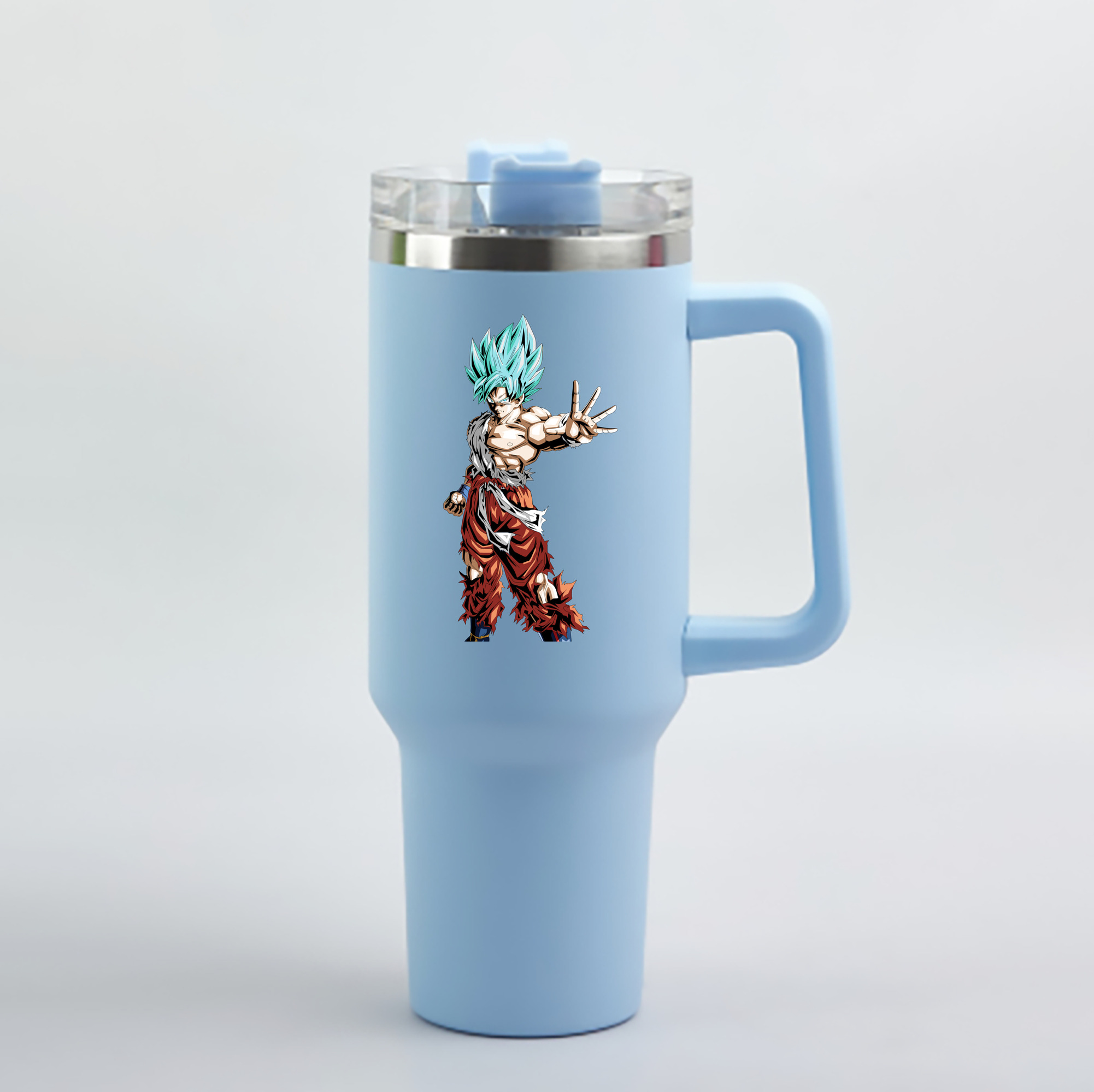 （画像用） ドラゴンボール 孫悟空（そん ごくう）Son Goku カカロット DRAGON BALL Kakarotto 1200mL車用タンブラー - クリスタルステッカー（プラスチックストロー付き）