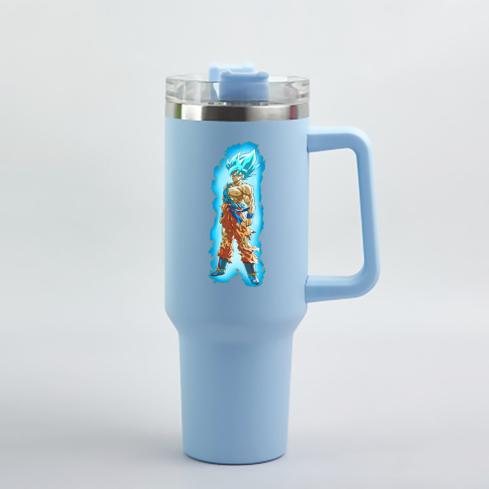 （画像用） ドラゴンボール 孫悟空（そん ごくう）Son Goku カカロット DRAGON BALL Kakarotto 1200mL車用タンブラー - クリスタルステッカー（プラスチックストロー付き）