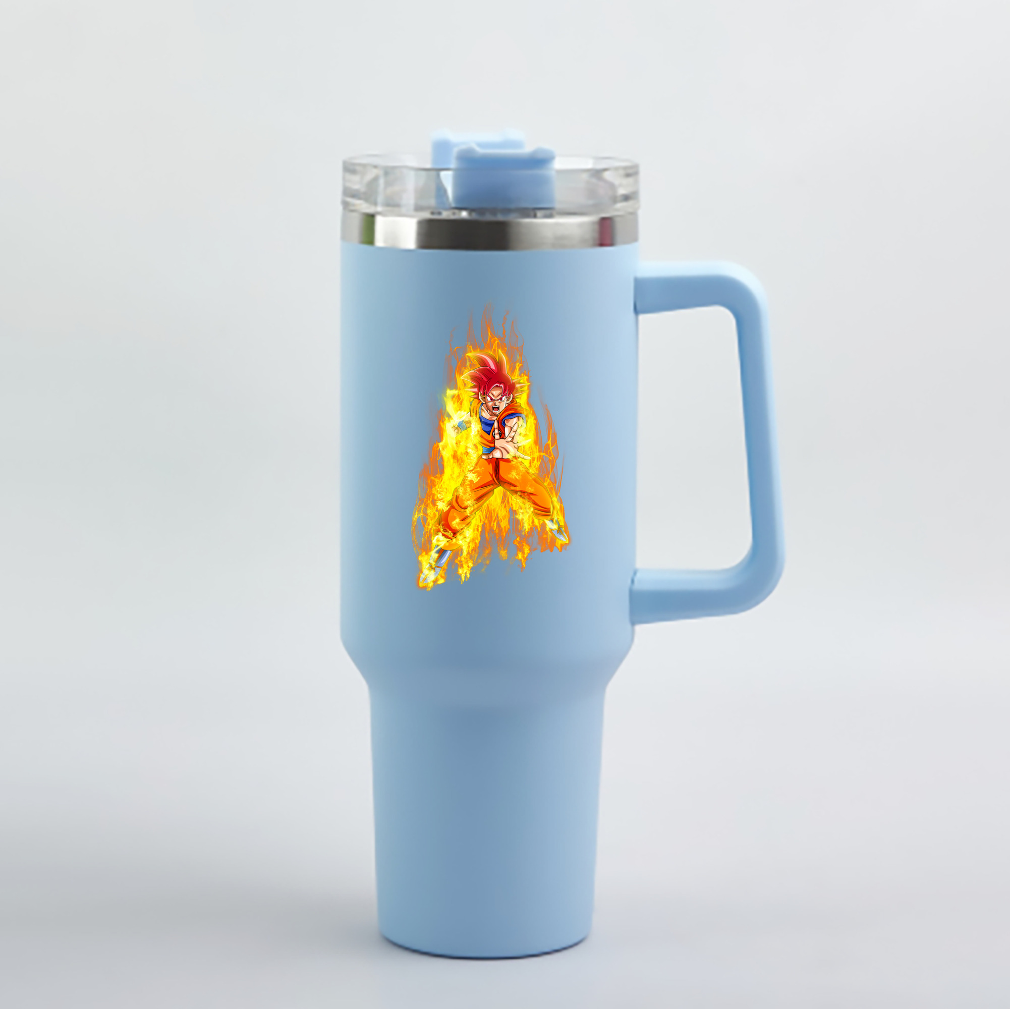 （画像用） ドラゴンボール 孫悟空（そん ごくう）Son Goku カカロット DRAGON BALL Kakarotto 1200mL車用タンブラー - クリスタルステッカー（プラスチックストロー付き）