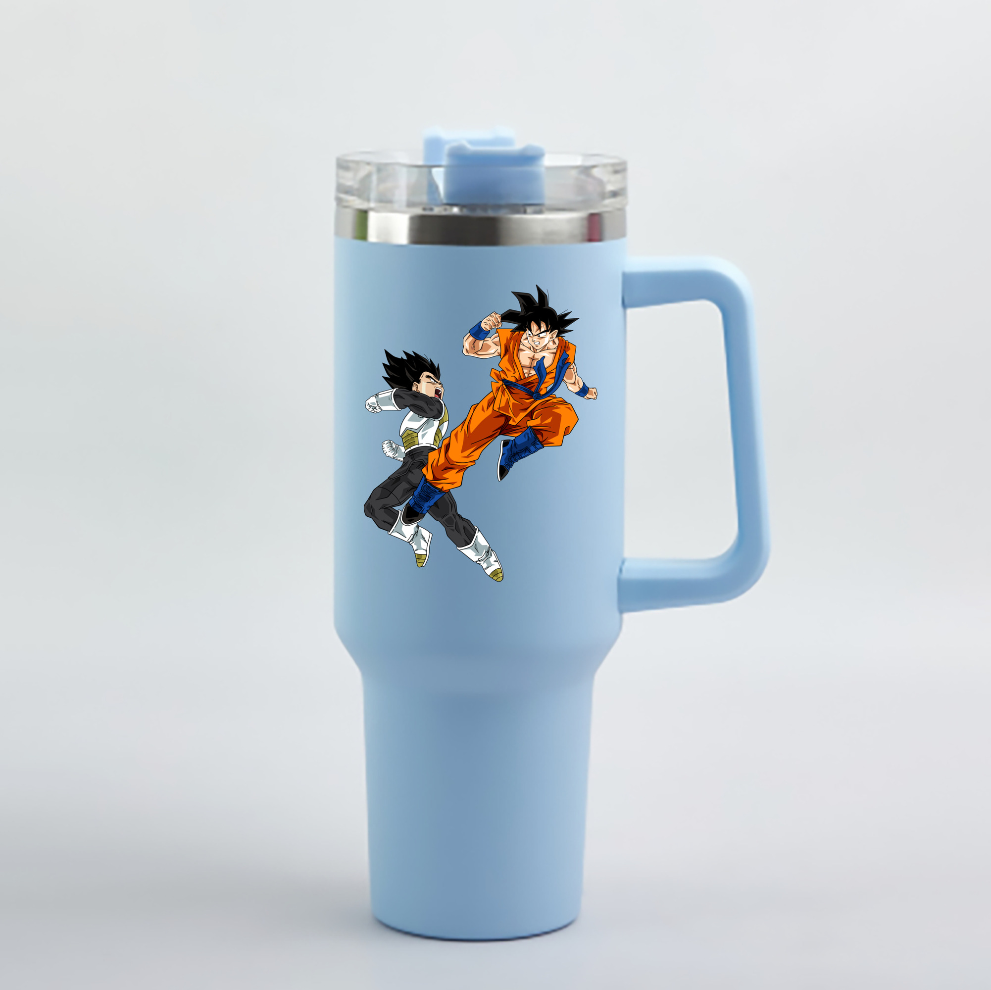 （画像用） ドラゴンボール 孫悟空（そん ごくう）Son Goku カカロット DRAGON BALL Kakarotto 1200mL車用タンブラー - クリスタルステッカー（プラスチックストロー付き）