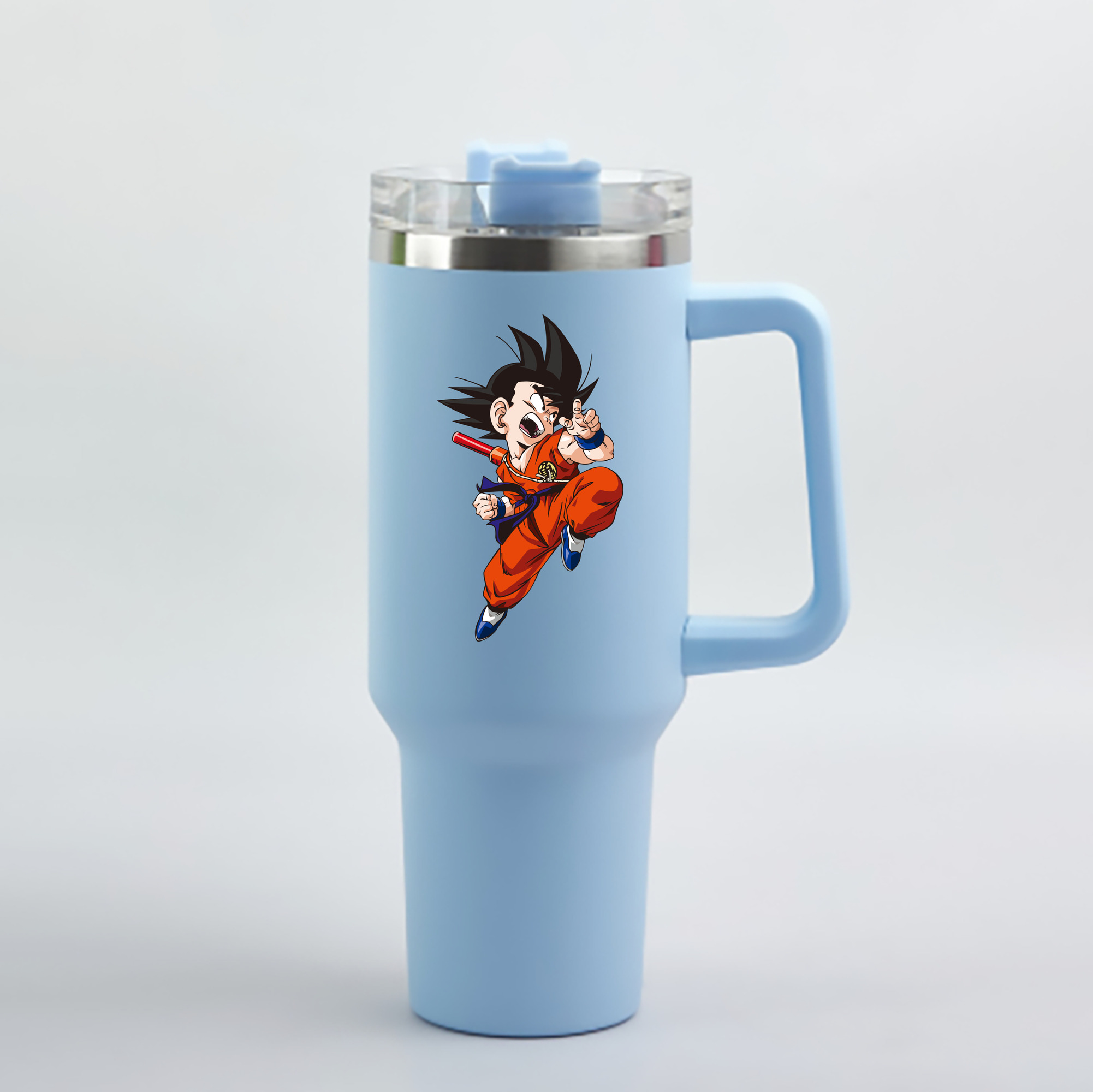 （画像用） ドラゴンボール 孫悟空（そん ごくう）Son Goku カカロット DRAGON BALL Kakarotto 1200mL車用タンブラー - クリスタルステッカー（プラスチックストロー付き）