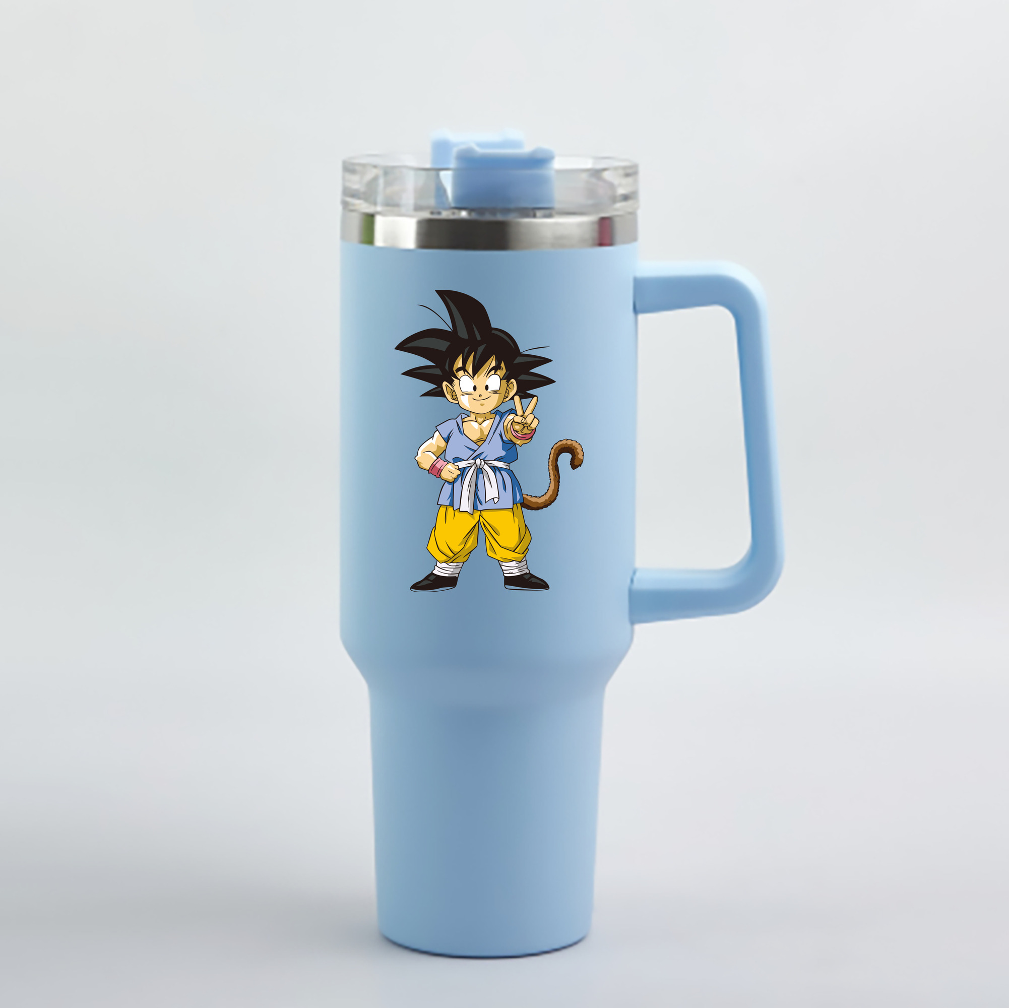（画像用） ドラゴンボール 孫悟空（そん ごくう）Son Goku カカロット DRAGON BALL Kakarotto 1200mL車用タンブラー - クリスタルステッカー（プラスチックストロー付き）