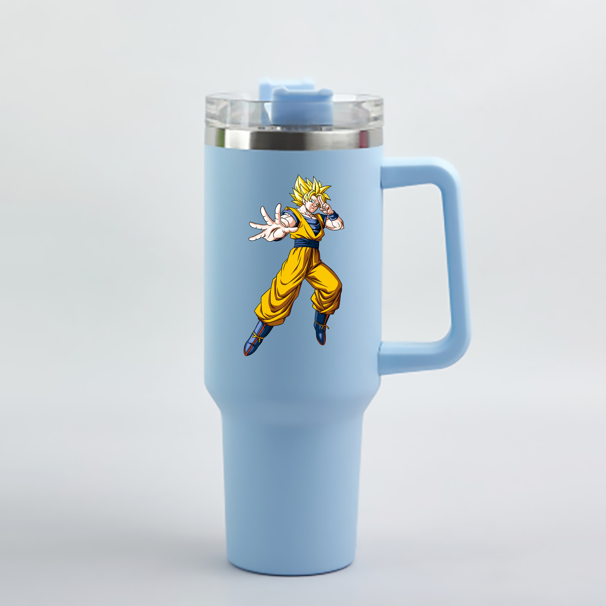 （画像用） ドラゴンボール 孫悟空（そん ごくう）Son Goku カカロット DRAGON BALL Kakarotto 1200mL車用タンブラー - クリスタルステッカー（プラスチックストロー付き）