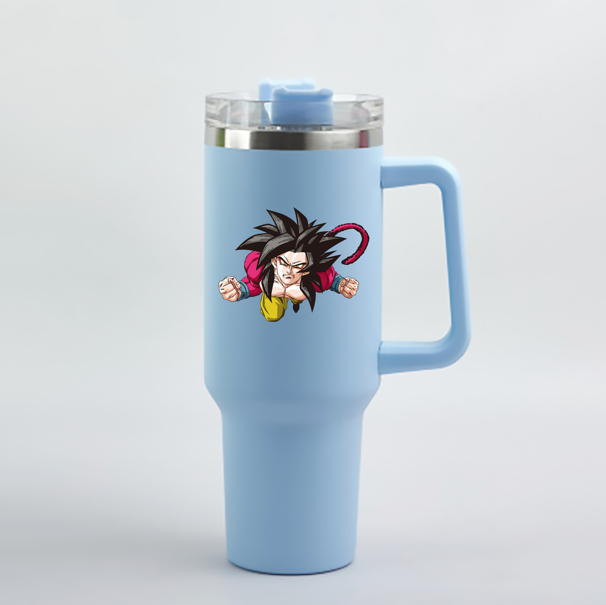 （画像用） ドラゴンボール 孫悟空（そん ごくう）Son Goku カカロット DRAGON BALL Kakarotto 1200mL車用タンブラー - クリスタルステッカー（プラスチックストロー付き）