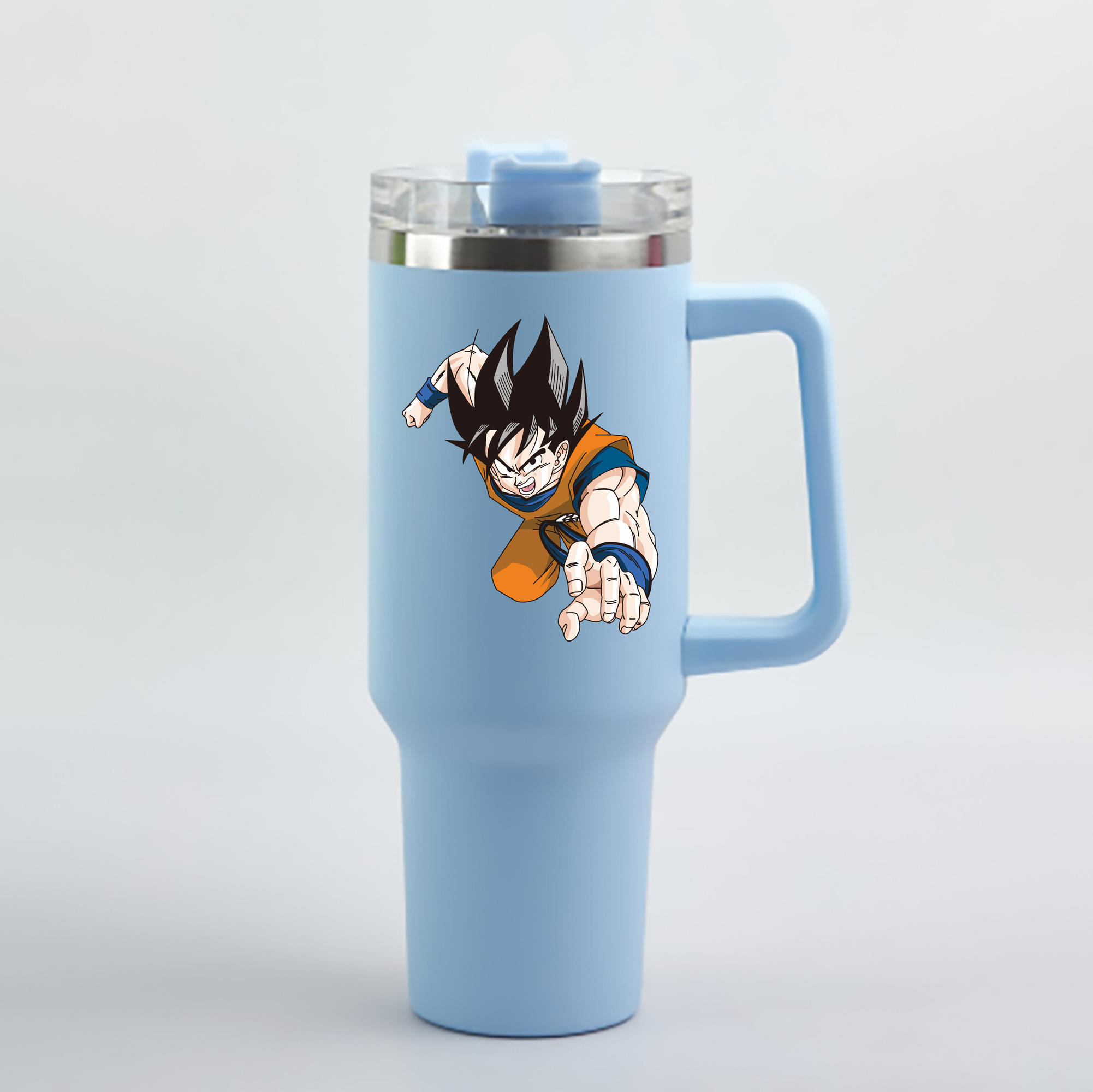 （画像用） ドラゴンボール 孫悟空（そん ごくう）Son Goku カカロット DRAGON BALL Kakarotto 1200mL車用タンブラー - クリスタルステッカー（プラスチックストロー付き）