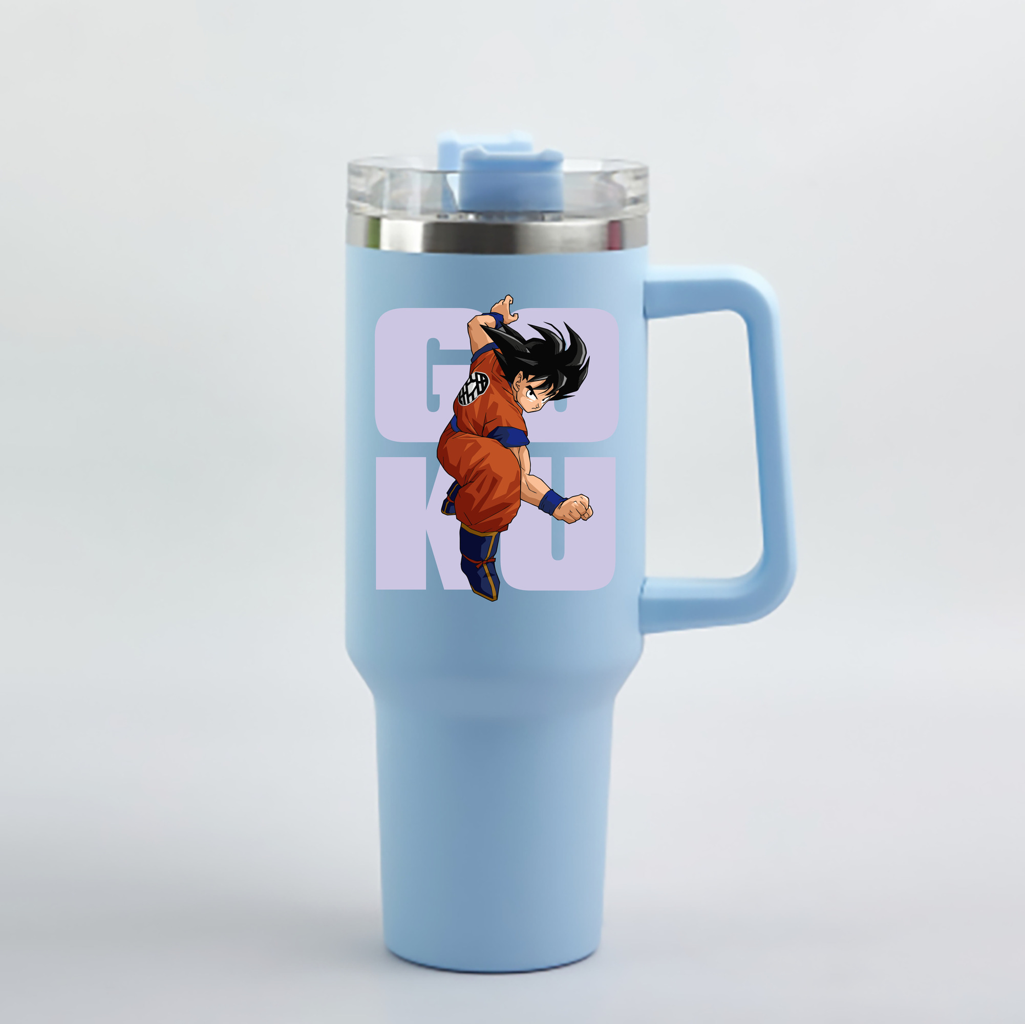 （画像用） ドラゴンボール 孫悟空（そん ごくう）Son Goku カカロット DRAGON BALL Kakarotto 1200mL車用タンブラー - クリスタルステッカー（プラスチックストロー付き）