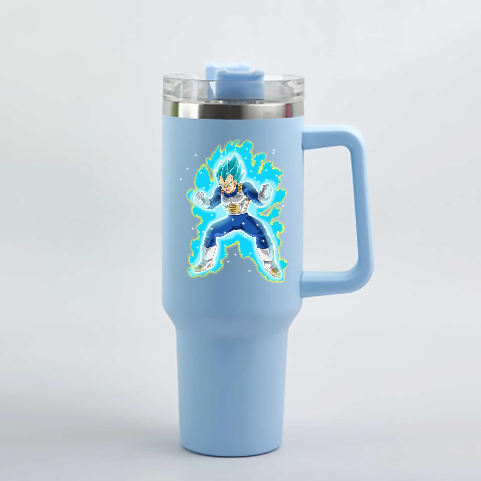 （画像用） ドラゴンボール ベジータ四世（Bejīta Yonsei）DRAGON BALL Vegeta IV 1200mL車用タンブラー - クリスタルステッカー（プラスチックストロー付き）