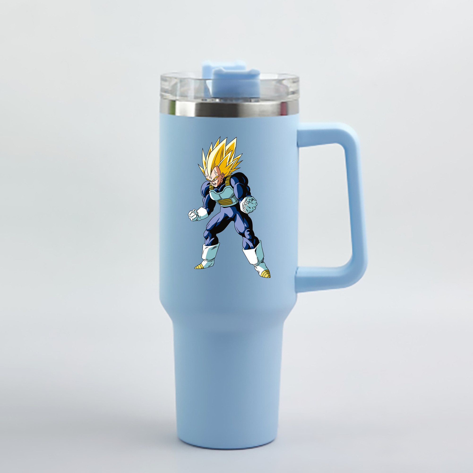 （画像用） ドラゴンボール ベジータ四世（Bejīta Yonsei）DRAGON BALL Vegeta IV 1200mL車用タンブラー - クリスタルステッカー（プラスチックストロー付き）
