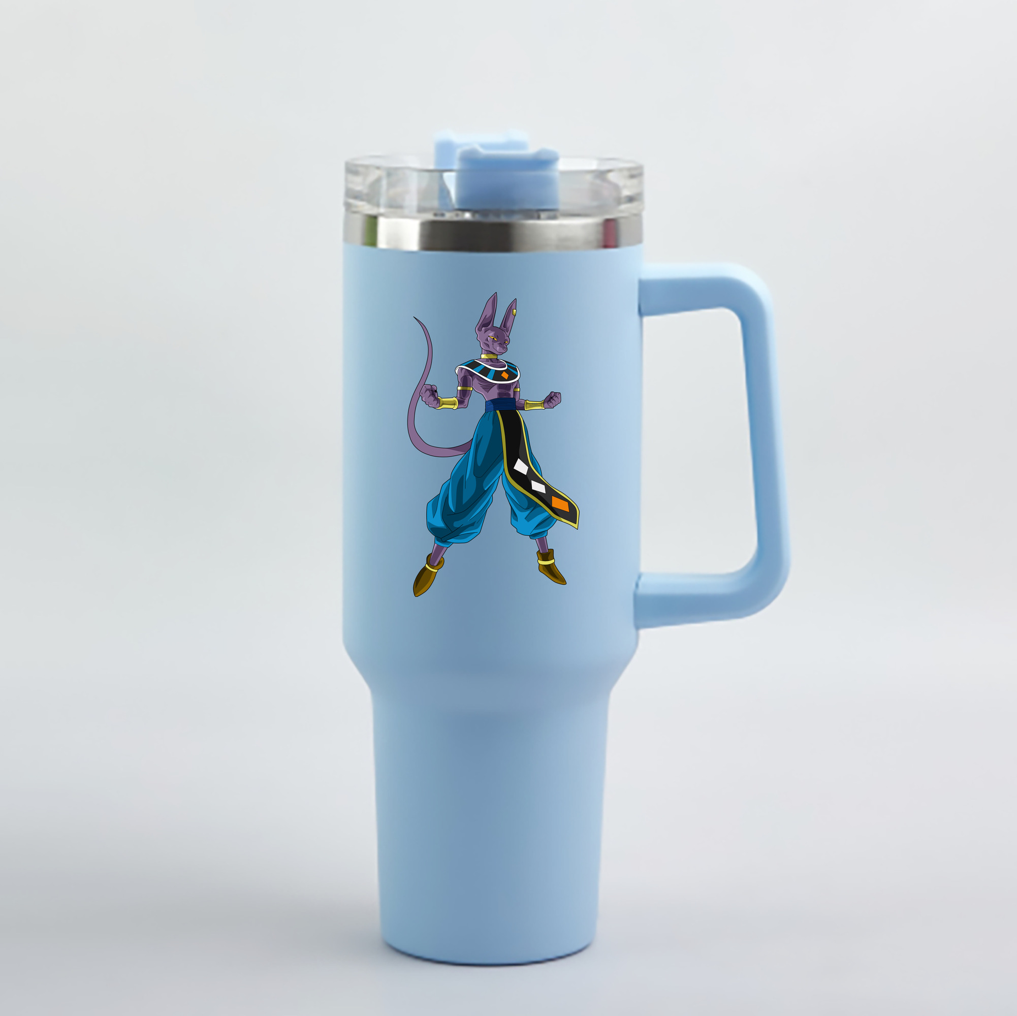 （画像用） ドラゴンボール ビルス 破壊神ビルス DRAGON BALL Beerus Birusu 1200mL車用タンブラー - クリスタルステッカー（プラスチックストロー付き）