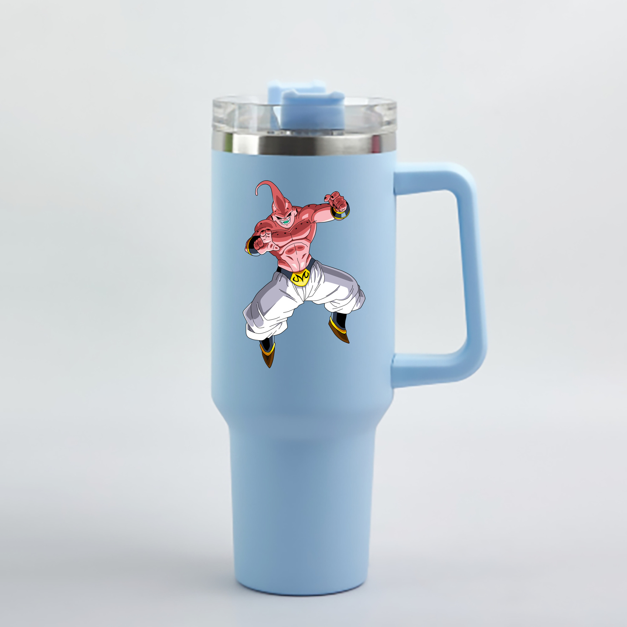 （画像用） ドラゴンボール 魔人ブウ DRAGON BALL Majin Buu 1200mL車用タンブラー - クリスタルステッカー（プラスチックストロー付き）