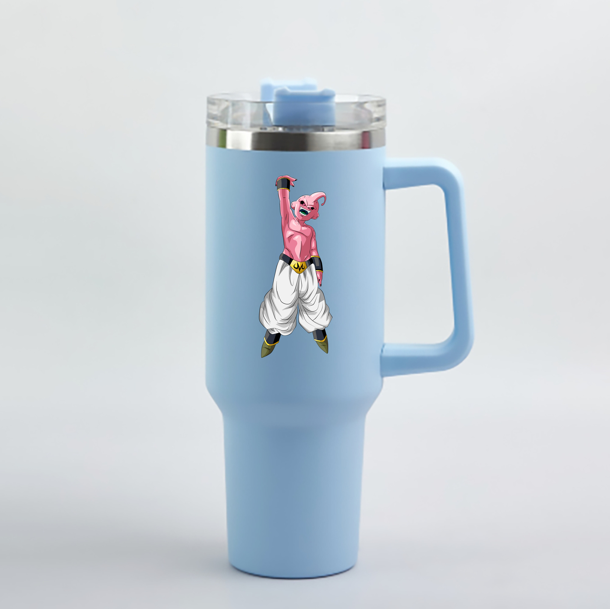 （画像用） ドラゴンボール 魔人ブウ DRAGON BALL Majin Buu 1200mL車用タンブラー - クリスタルステッカー（プラスチックストロー付き）