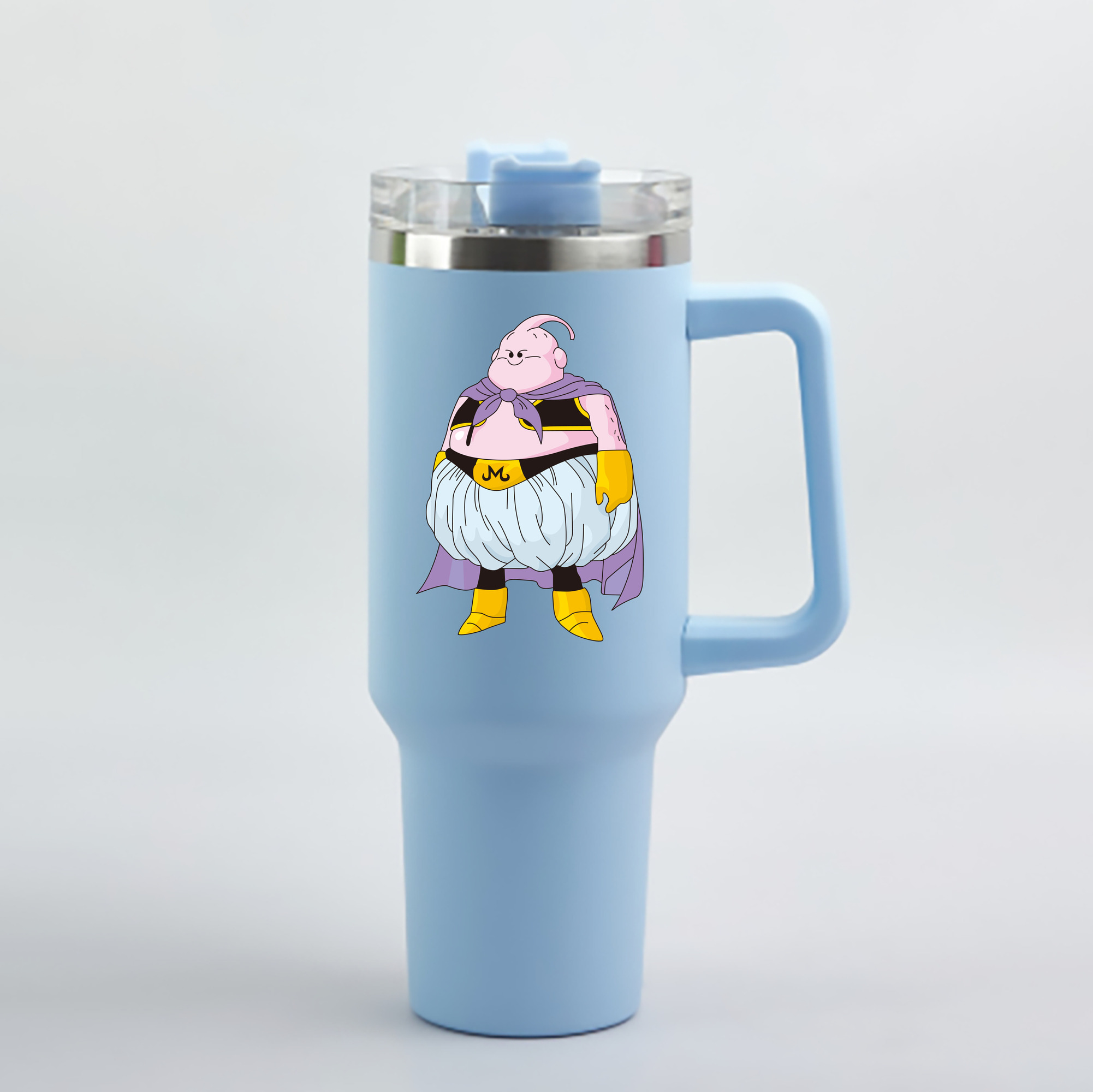 （画像用） ドラゴンボール 魔人ブウ DRAGON BALL Majin Buu 1200mL車用タンブラー - クリスタルステッカー（プラスチックストロー付き）