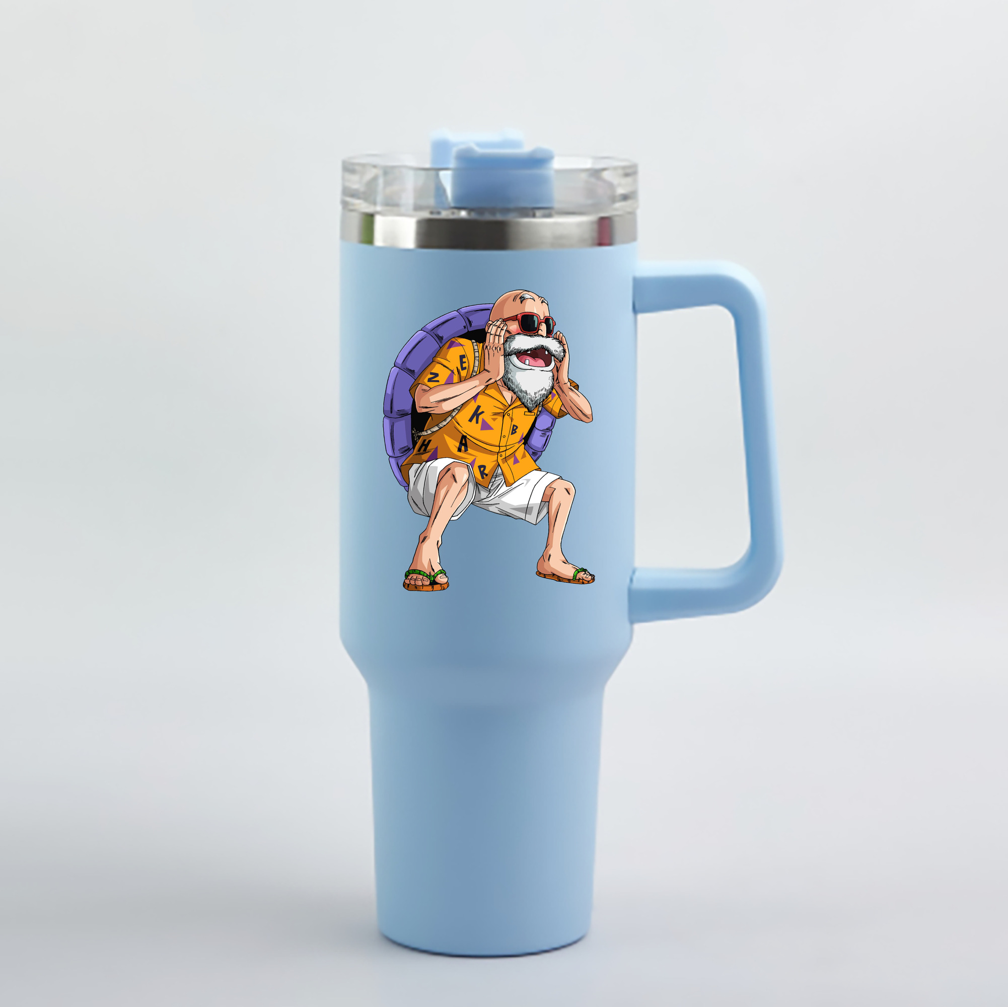 （画像用） ドラゴンボール 亀仙人（かめせんにん） DRAGON BALL Master Roshi Kame Sennin 1200mL車用タンブラー - クリスタルステッカー（プラスチックストロー付き）