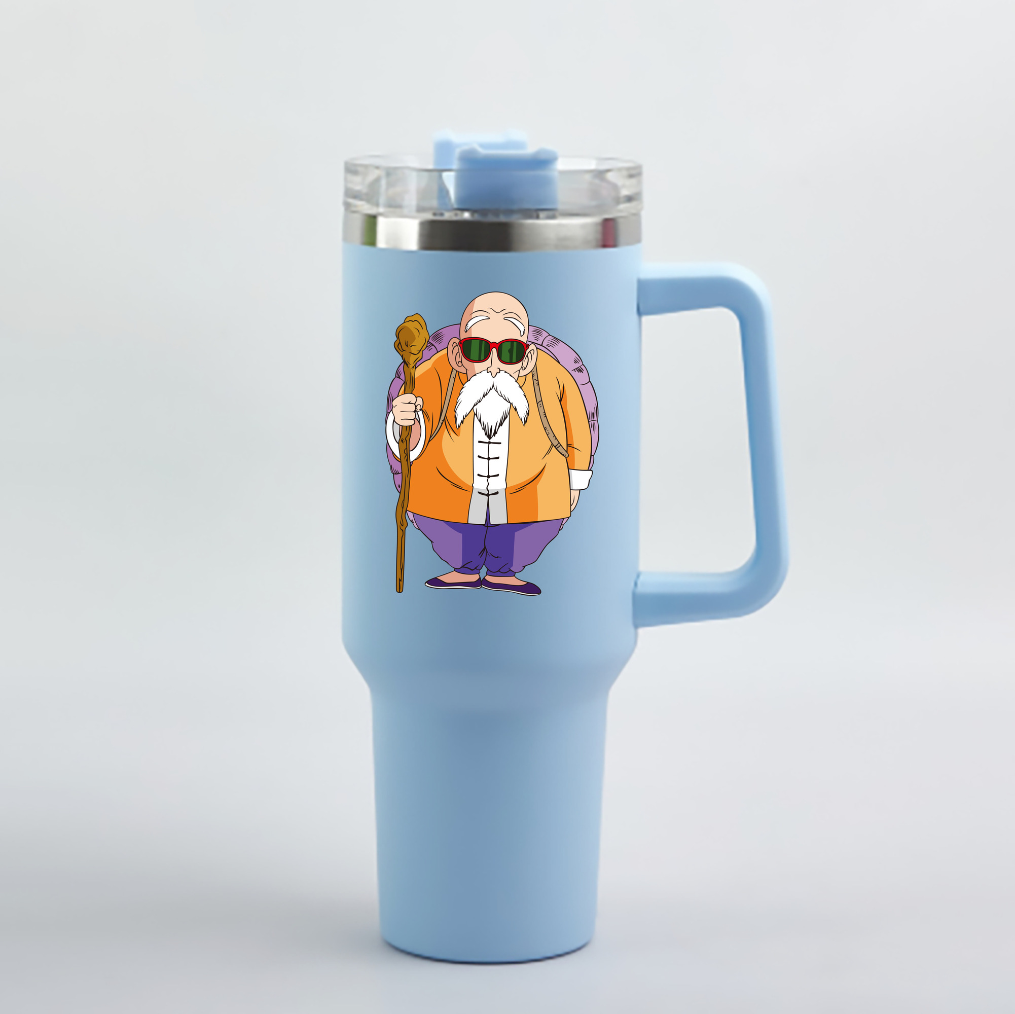 （画像用） ドラゴンボール 亀仙人（かめせんにん） DRAGON BALL Master Roshi Kame Sennin 1200mL車用タンブラー - クリスタルステッカー（プラスチックストロー付き）