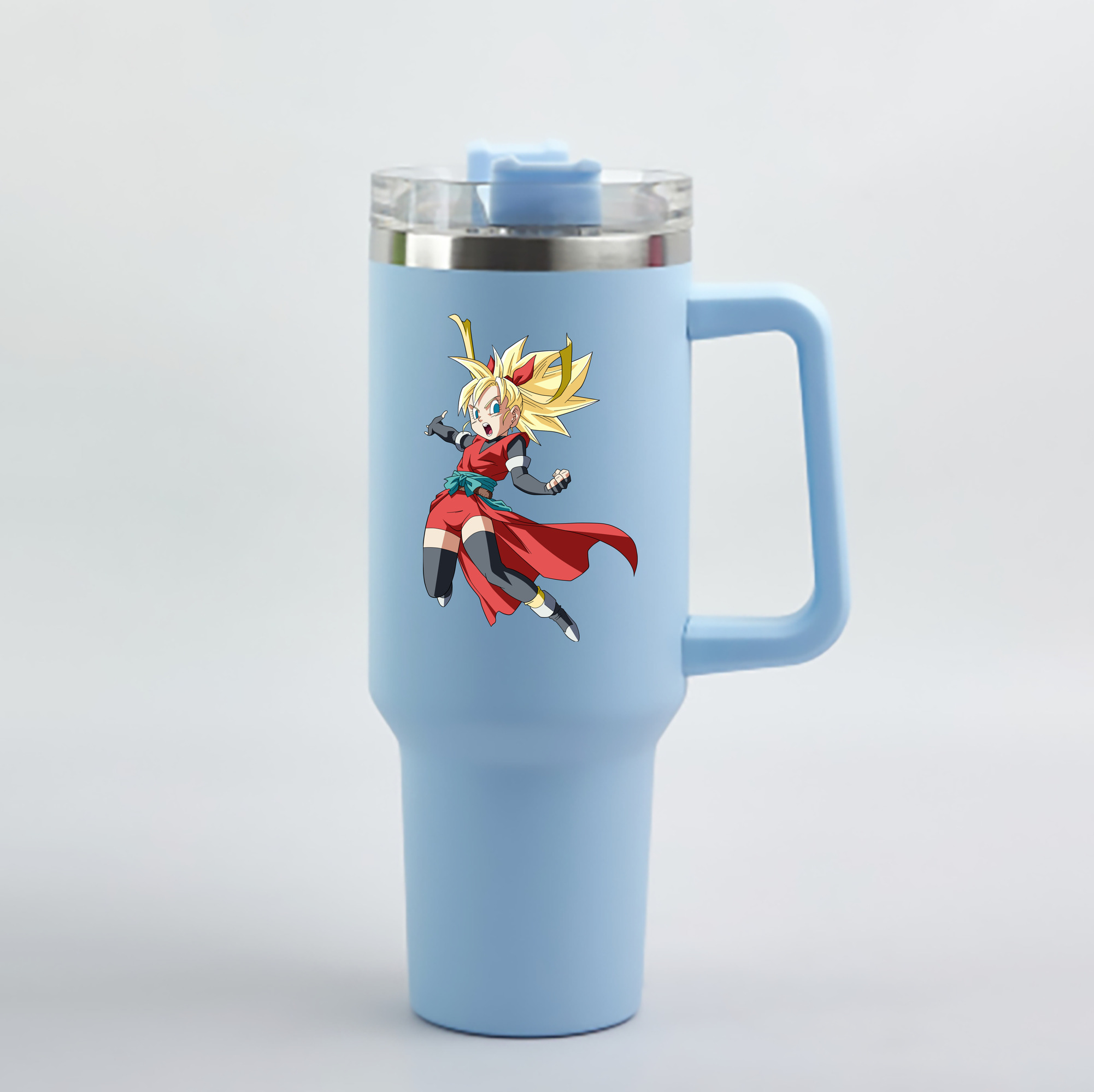 （画像用） ドラゴンボール カリフラ DRAGON BALL Caulifla 1200mL車用タンブラー - クリスタルステッカー（プラスチックストロー付き）