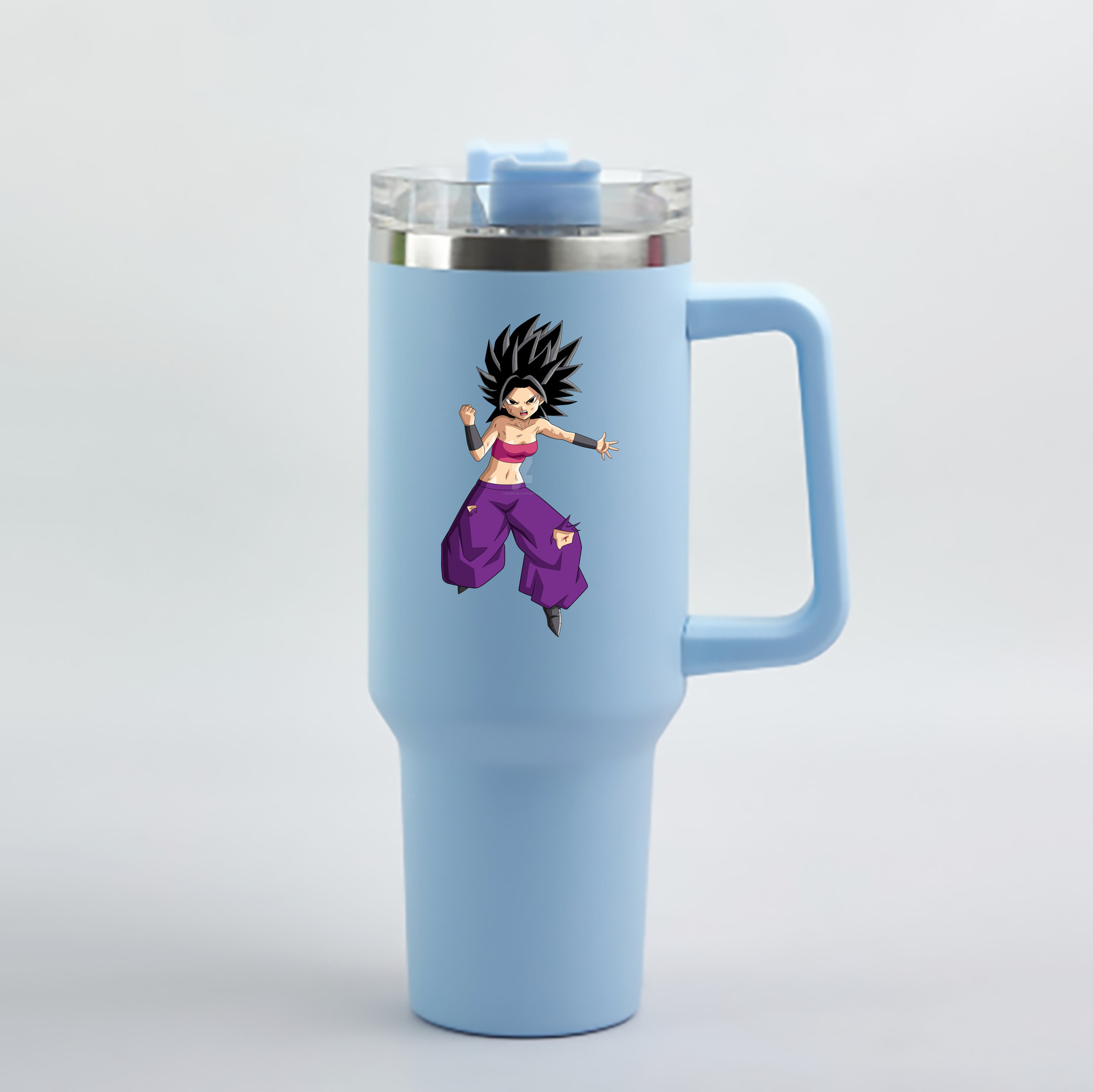（画像用） ドラゴンボール カリフラ DRAGON BALL Caulifla 1200mL車用タンブラー - クリスタルステッカー（プラスチックストロー付き）