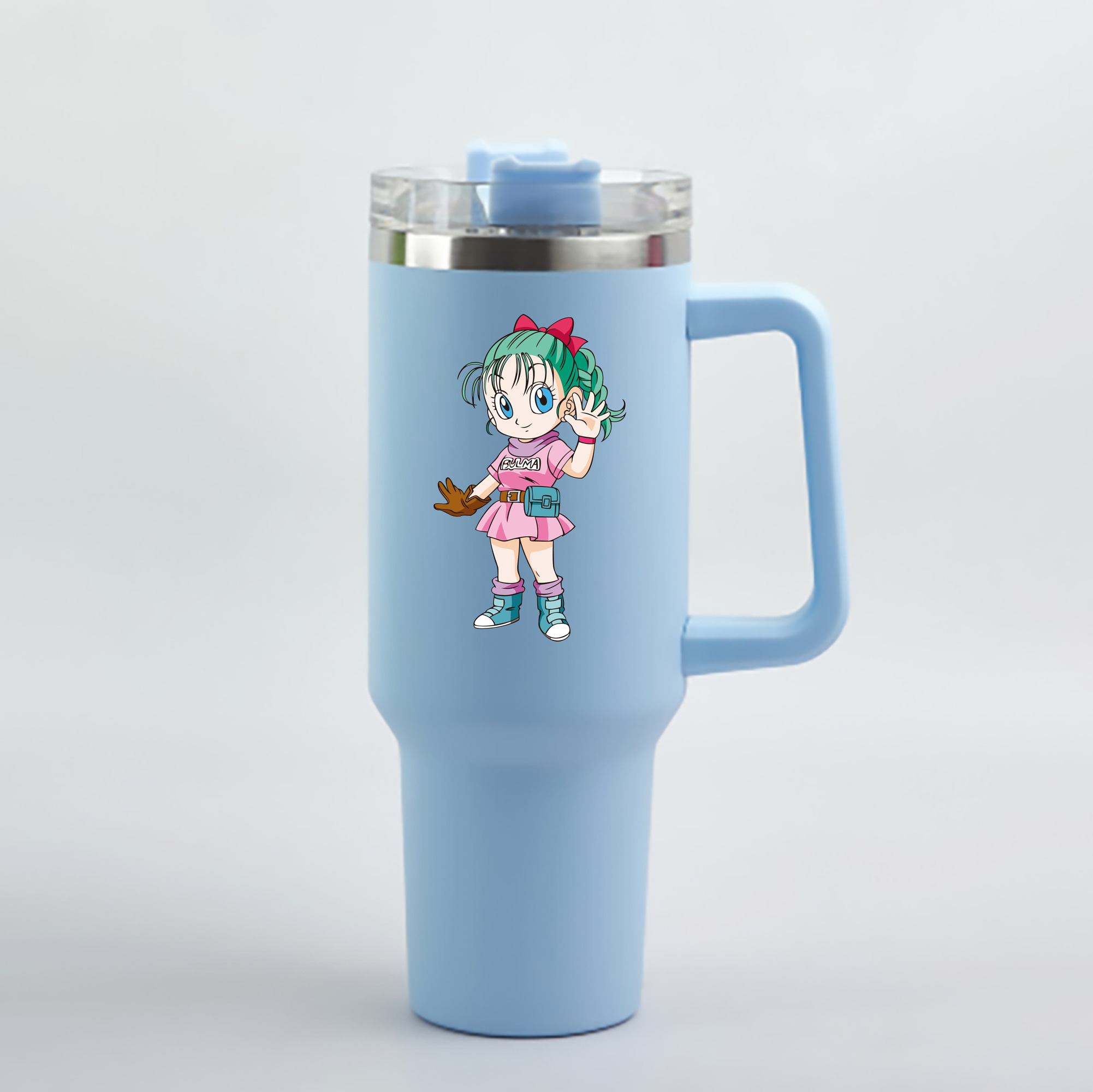 （画像用） ドラゴンボール ブルマ DRAGON BALL Bulma 1200mL車用タンブラー - クリスタルステッカー（プラスチックストロー付き）