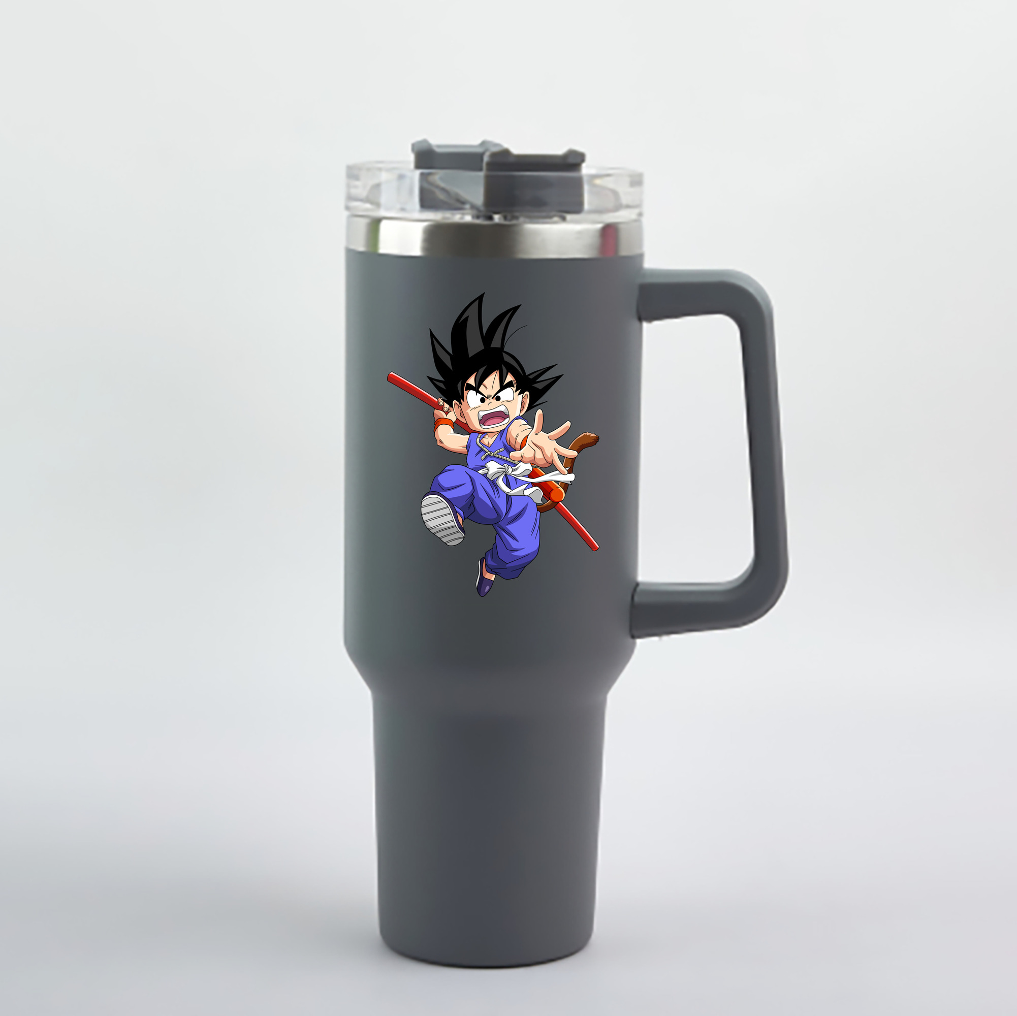 （画像用） ドラゴンボール 孫悟空（そん ごくう）Son Goku カカロット DRAGON BALL Kakarotto 1200mL車用タンブラー - クリスタルステッカー（プラスチックストロー付き）