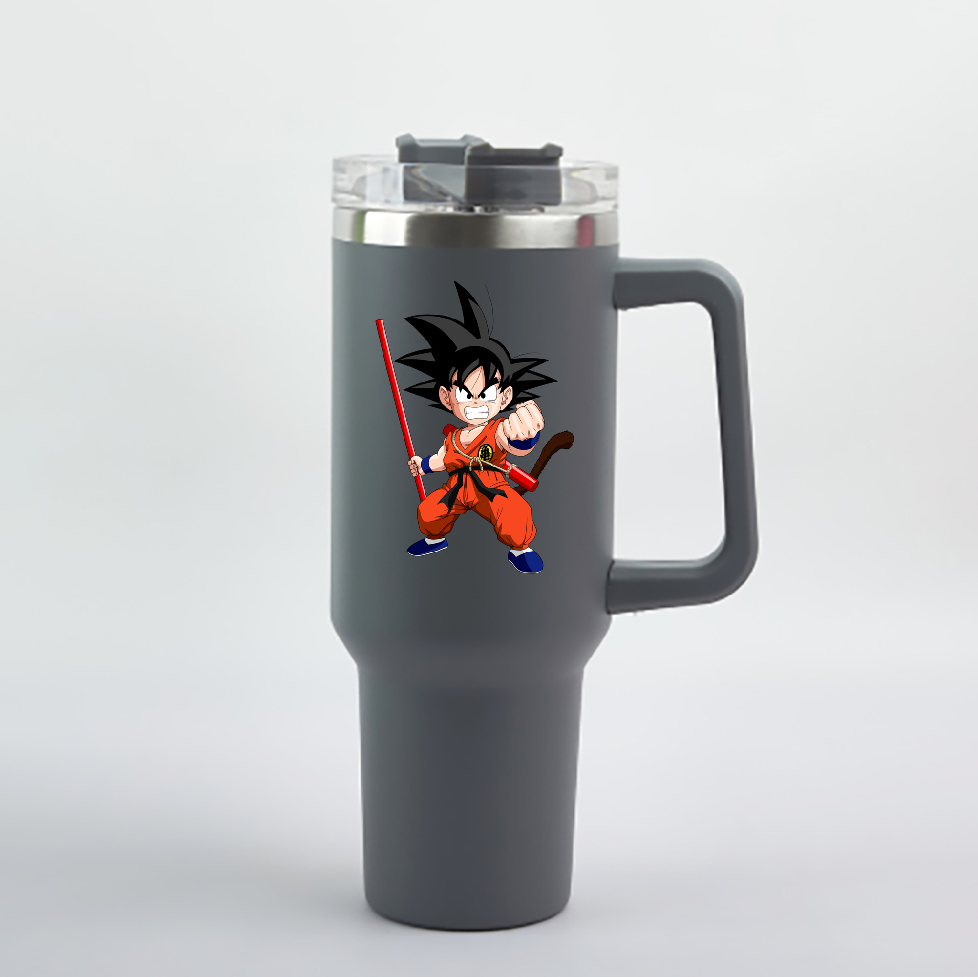（画像用） ドラゴンボール 孫悟空（そん ごくう）Son Goku カカロット DRAGON BALL Kakarotto 1200mL車用タンブラー - クリスタルステッカー（プラスチックストロー付き）