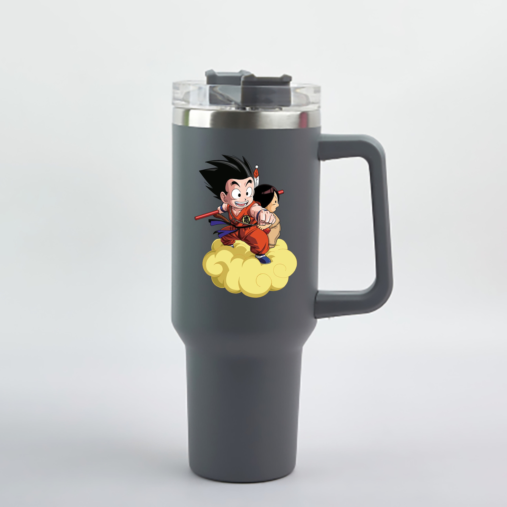 （画像用） ドラゴンボール 孫悟空（そん ごくう）Son Goku カカロット DRAGON BALL Kakarotto 1200mL車用タンブラー - クリスタルステッカー（プラスチックストロー付き）