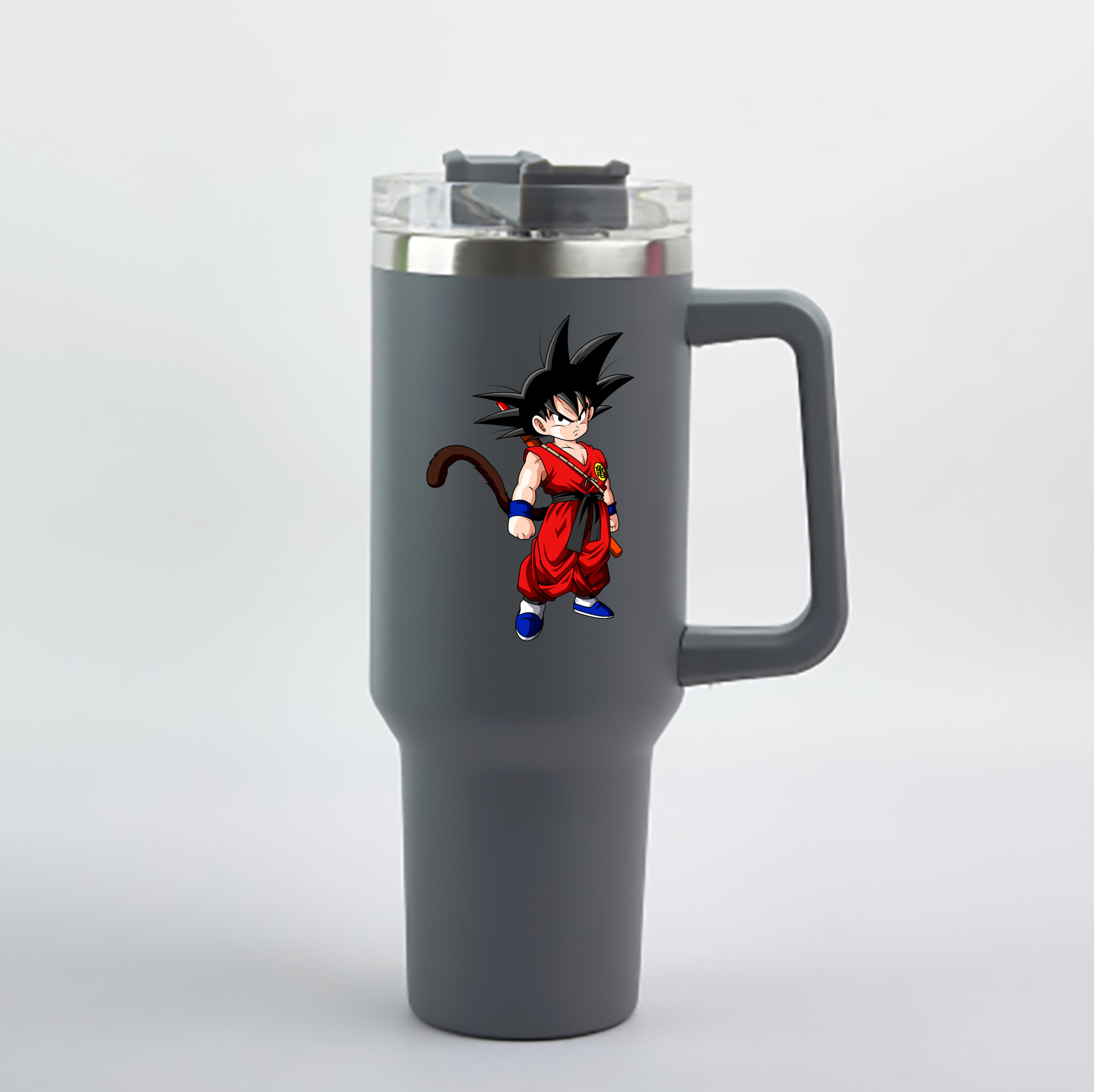 （画像用） ドラゴンボール 孫悟空（そん ごくう）Son Goku カカロット DRAGON BALL Kakarotto 1200mL車用タンブラー - クリスタルステッカー（プラスチックストロー付き）