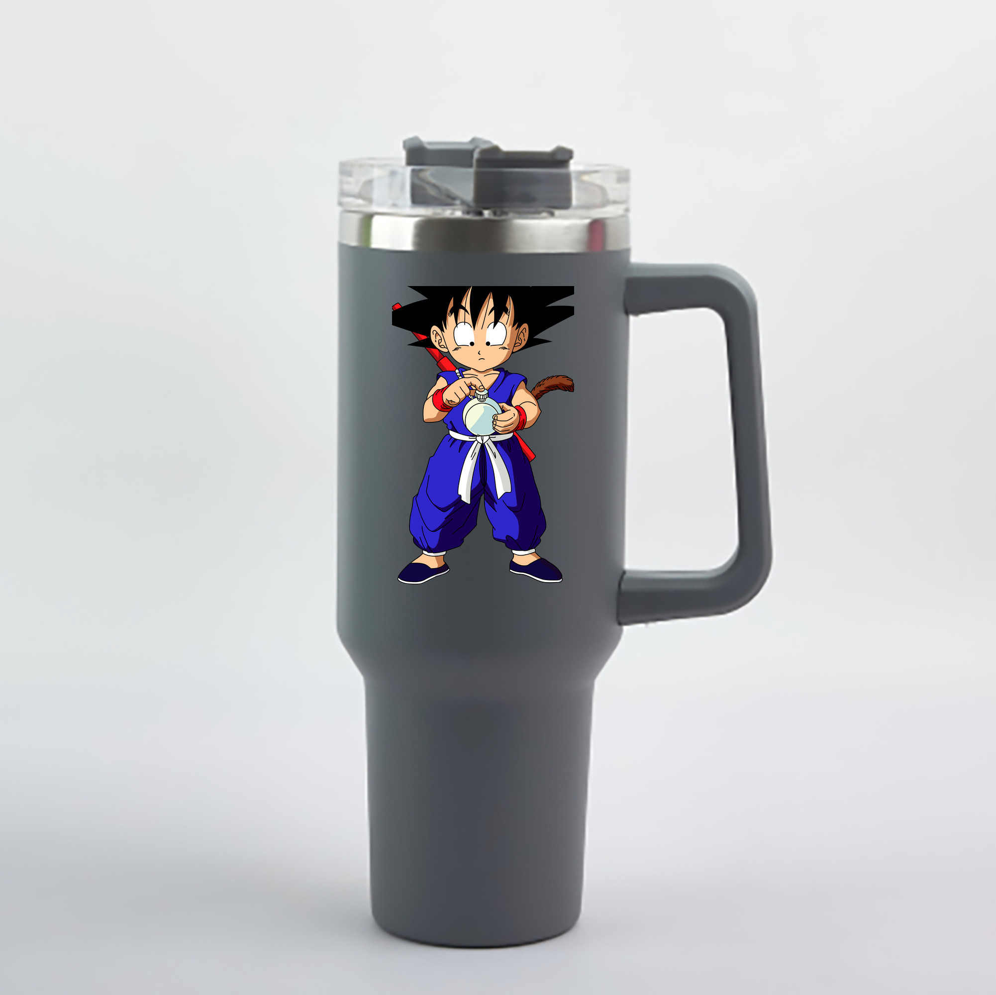 （画像用） ドラゴンボール 孫悟空（そん ごくう）Son Goku カカロット DRAGON BALL Kakarotto 1200mL車用タンブラー - クリスタルステッカー（プラスチックストロー付き）