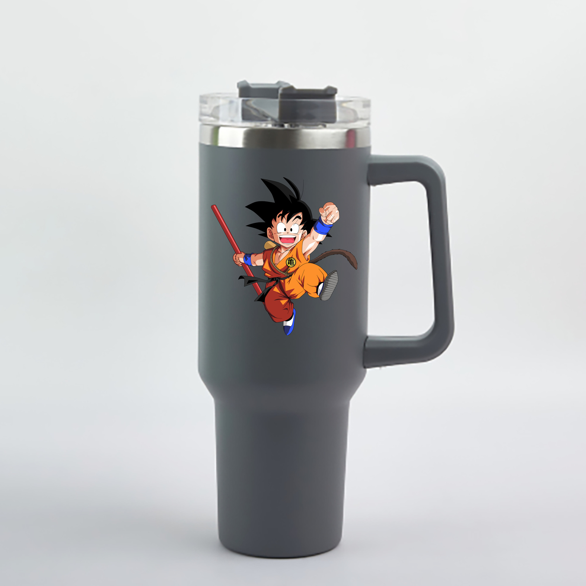 （画像用） ドラゴンボール 孫悟空（そん ごくう）Son Goku カカロット DRAGON BALL Kakarotto 1200mL車用タンブラー - クリスタルステッカー（プラスチックストロー付き）