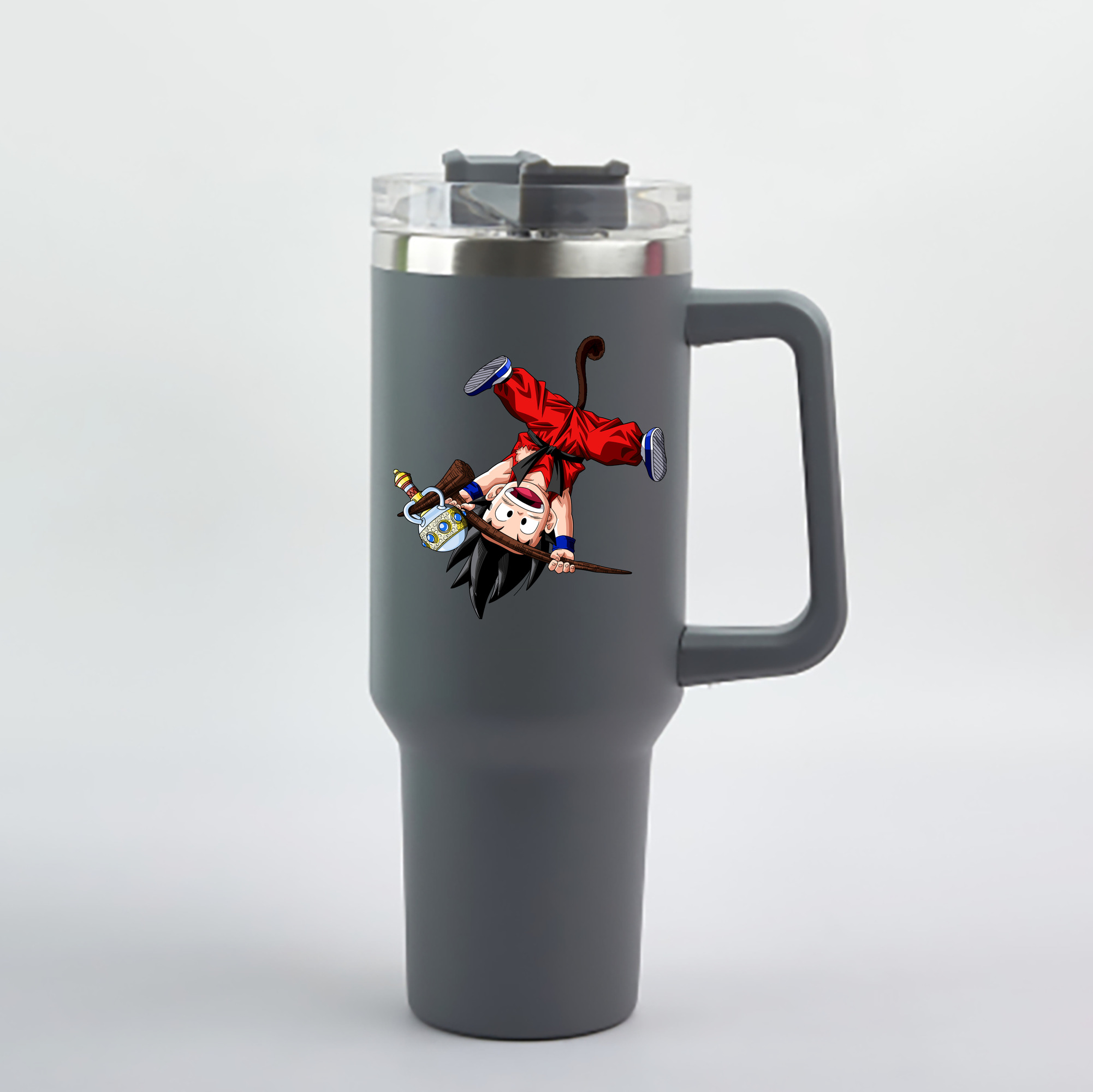 （画像用） ドラゴンボール 孫悟空（そん ごくう）Son Goku カカロット DRAGON BALL Kakarotto 1200mL車用タンブラー - クリスタルステッカー（プラスチックストロー付き）
