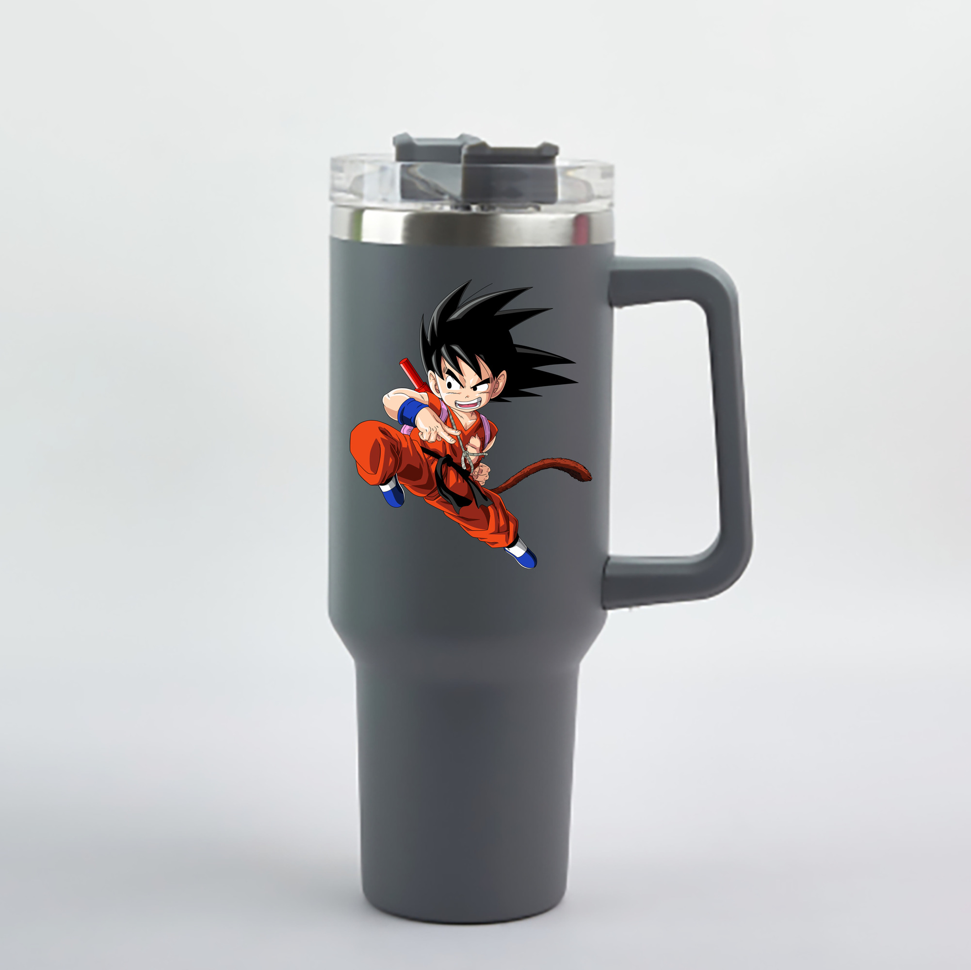 （画像用） ドラゴンボール 孫悟空（そん ごくう）Son Goku カカロット DRAGON BALL Kakarotto 1200mL車用タンブラー - クリスタルステッカー（プラスチックストロー付き）