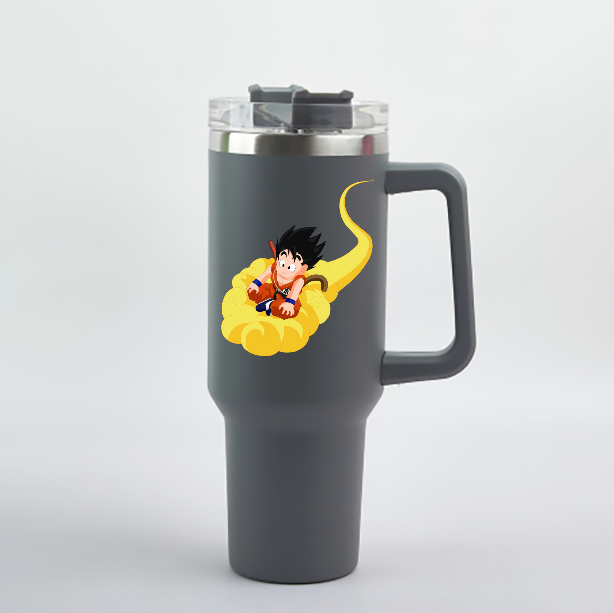 （画像用） ドラゴンボール 孫悟空（そん ごくう）Son Goku カカロット DRAGON BALL Kakarotto 1200mL車用タンブラー - クリスタルステッカー（プラスチックストロー付き）