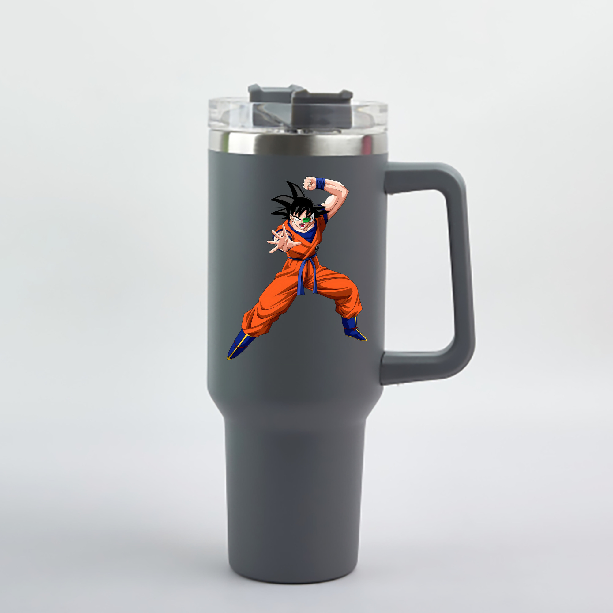 （画像用） ドラゴンボール 孫悟空（そん ごくう）Son Goku カカロット DRAGON BALL Kakarotto 1200mL車用タンブラー - クリスタルステッカー（プラスチックストロー付き）