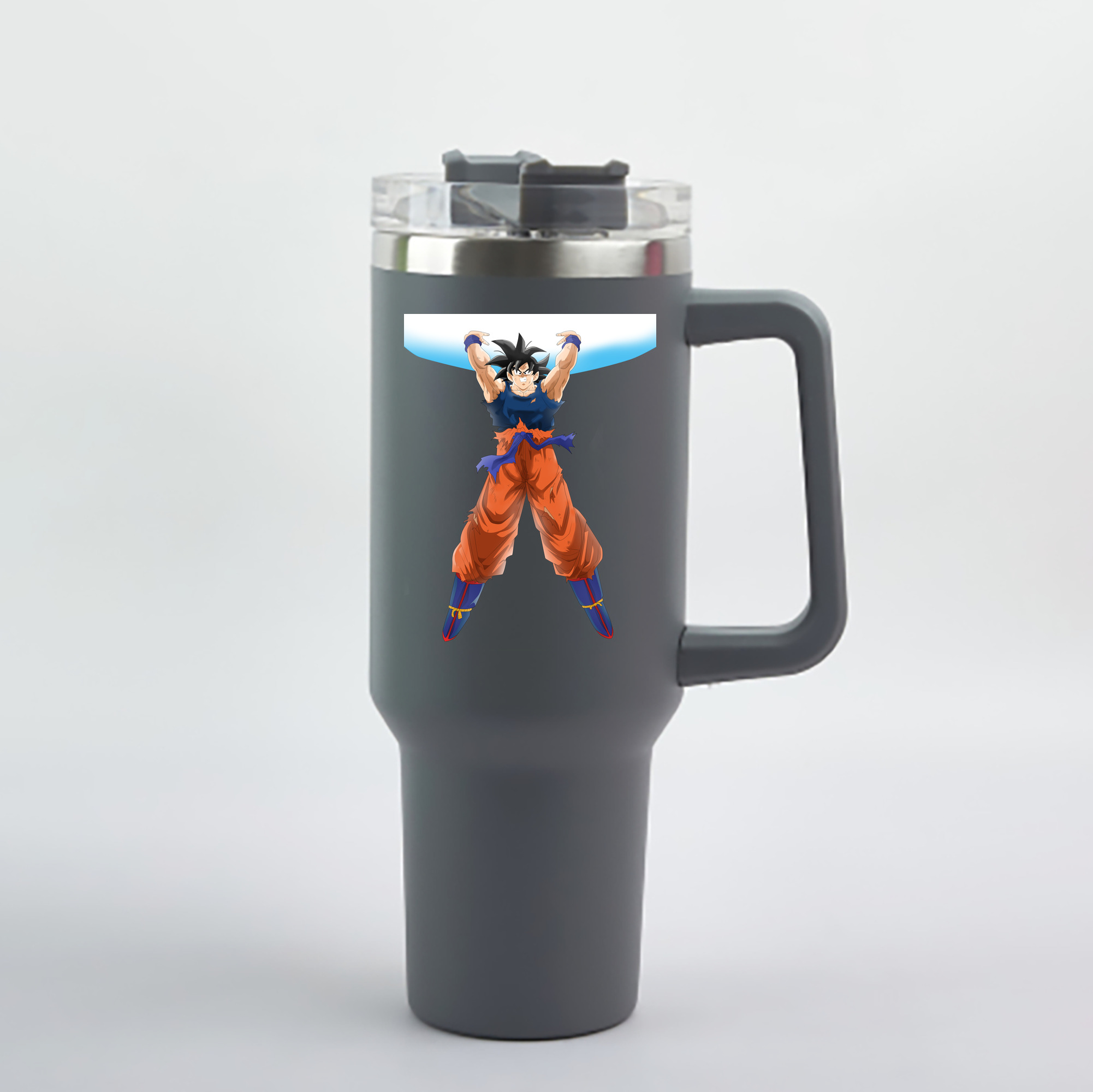 （画像用） ドラゴンボール 孫悟空（そん ごくう）Son Goku カカロット DRAGON BALL Kakarotto 1200mL車用タンブラー - クリスタルステッカー（プラスチックストロー付き）