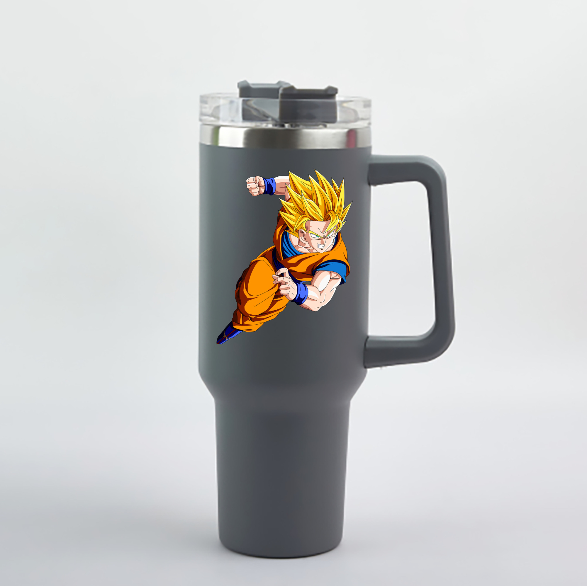 （画像用） ドラゴンボール 孫悟空（そん ごくう）Son Goku カカロット DRAGON BALL Kakarotto 1200mL車用タンブラー - クリスタルステッカー（プラスチックストロー付き）