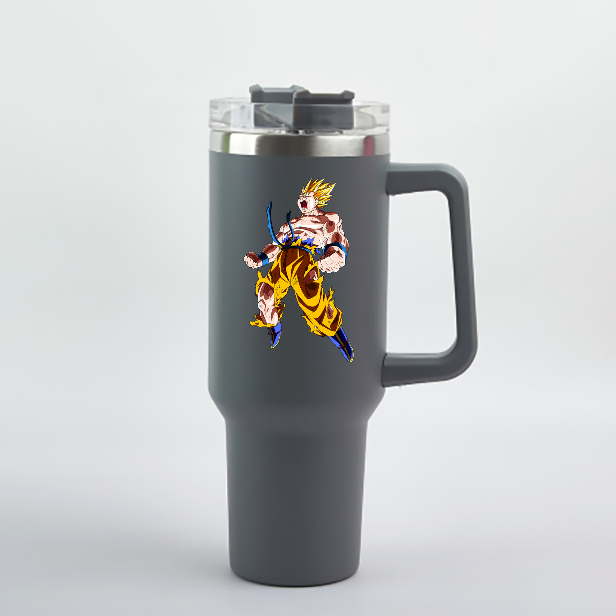 （画像用） ドラゴンボール 孫悟空（そん ごくう）Son Goku カカロット DRAGON BALL Kakarotto 1200mL車用タンブラー - クリスタルステッカー（プラスチックストロー付き）