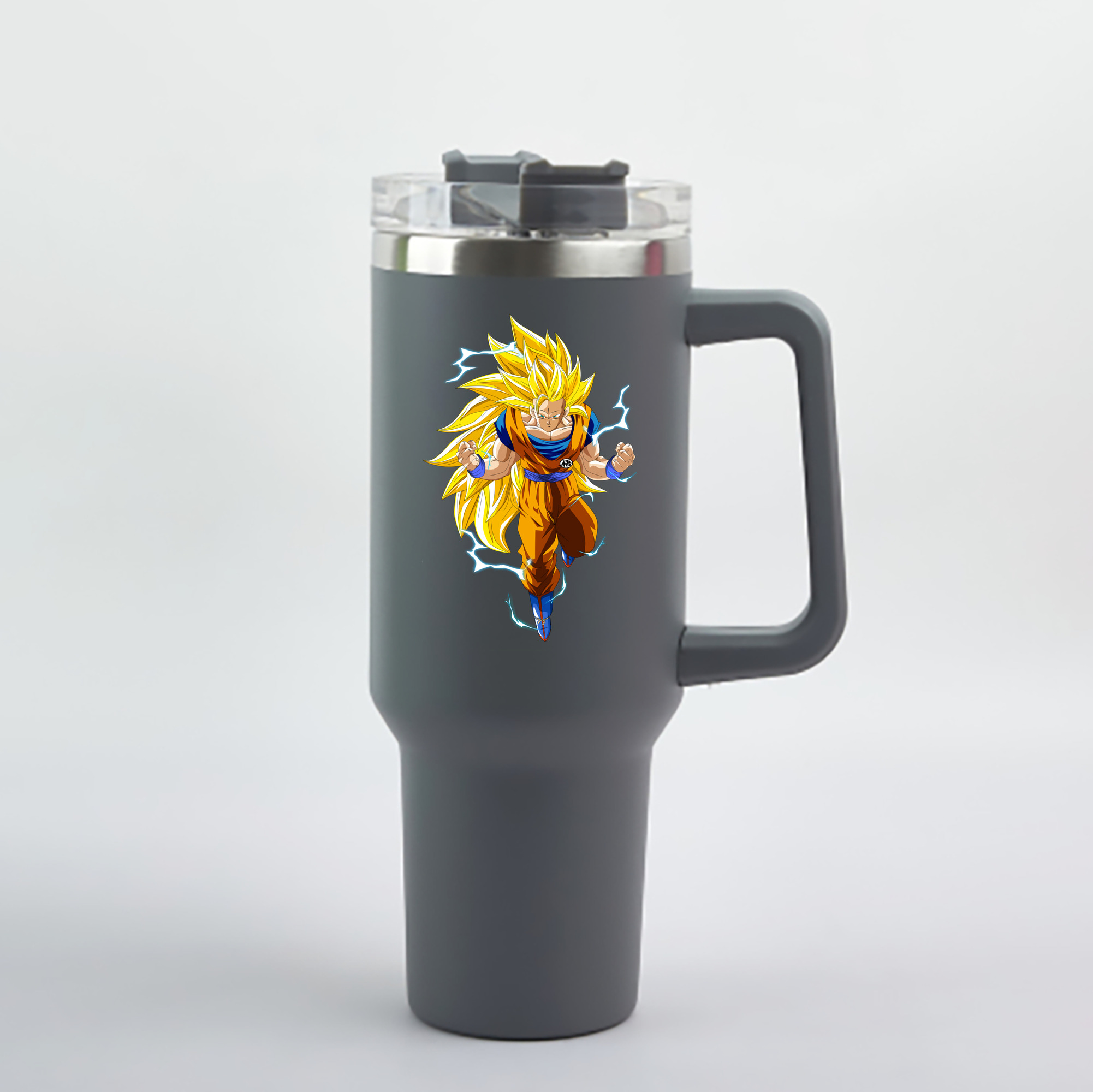 （画像用） ドラゴンボール 孫悟空（そん ごくう）Son Goku カカロット DRAGON BALL Kakarotto 1200mL車用タンブラー - クリスタルステッカー（プラスチックストロー付き）