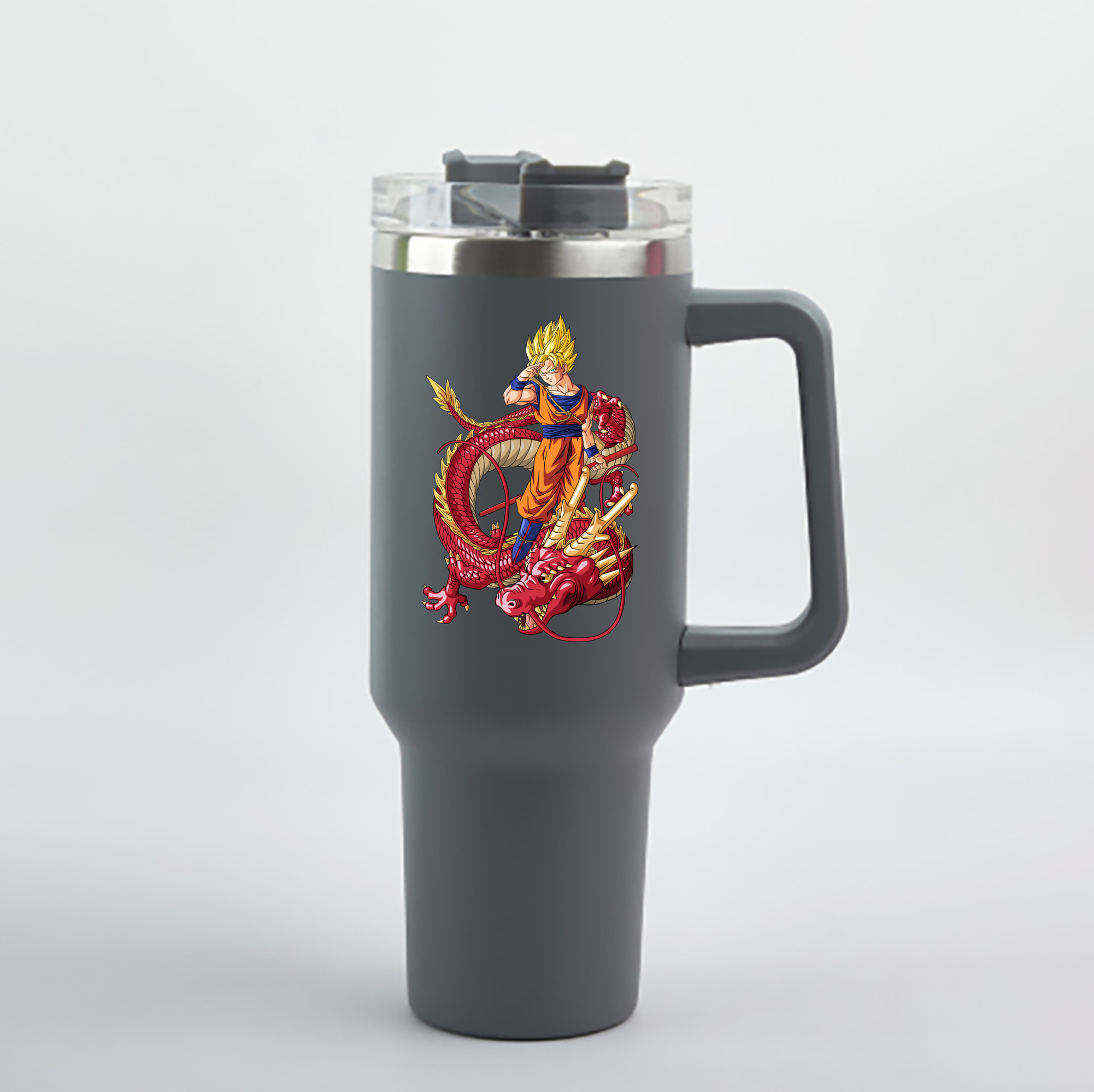 （画像用） ドラゴンボール 孫悟空（そん ごくう）Son Goku カカロット DRAGON BALL Kakarotto 1200mL車用タンブラー - クリスタルステッカー（プラスチックストロー付き）
