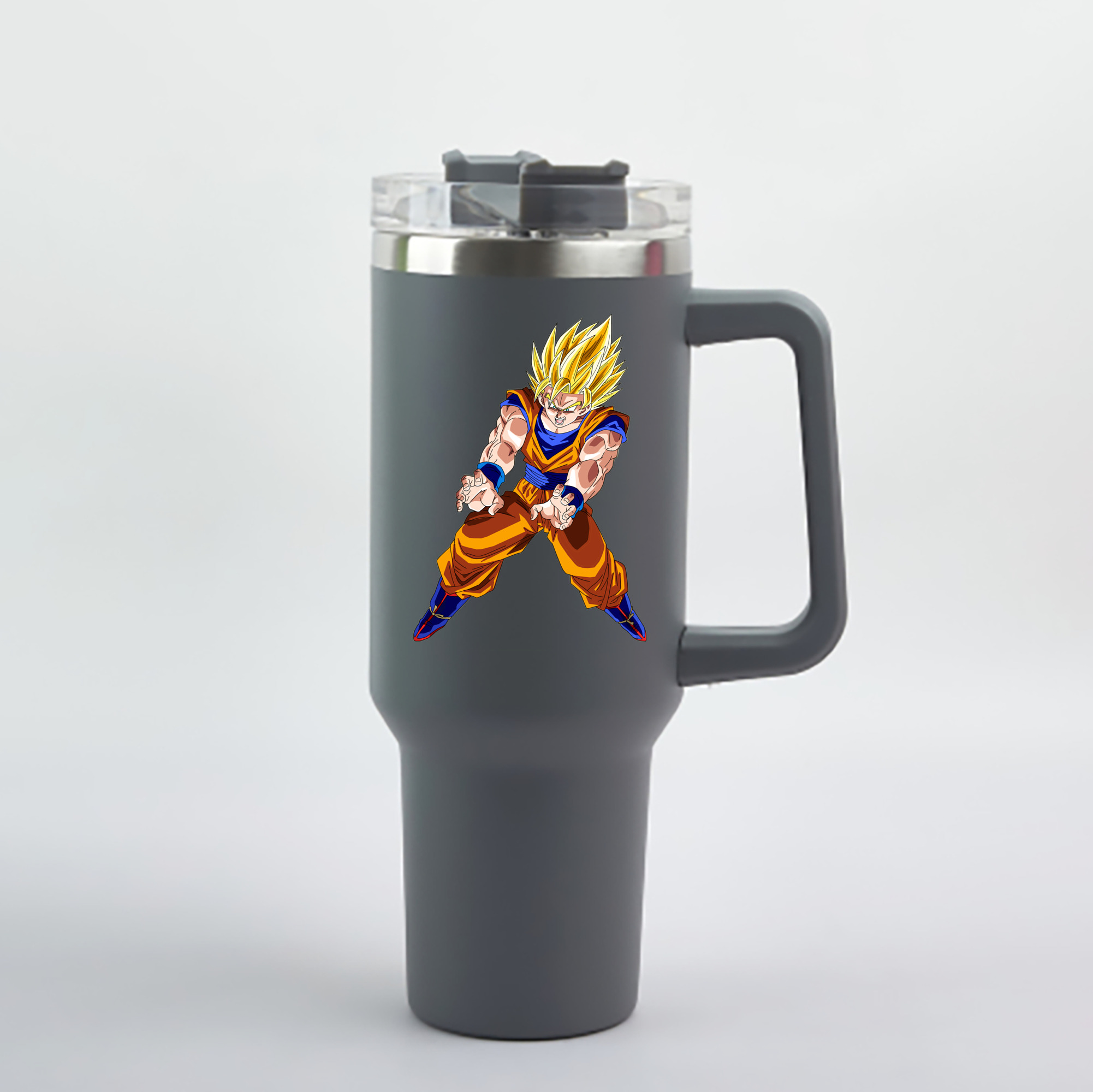 （画像用） ドラゴンボール 孫悟空（そん ごくう）Son Goku カカロット DRAGON BALL Kakarotto 1200mL車用タンブラー - クリスタルステッカー（プラスチックストロー付き）