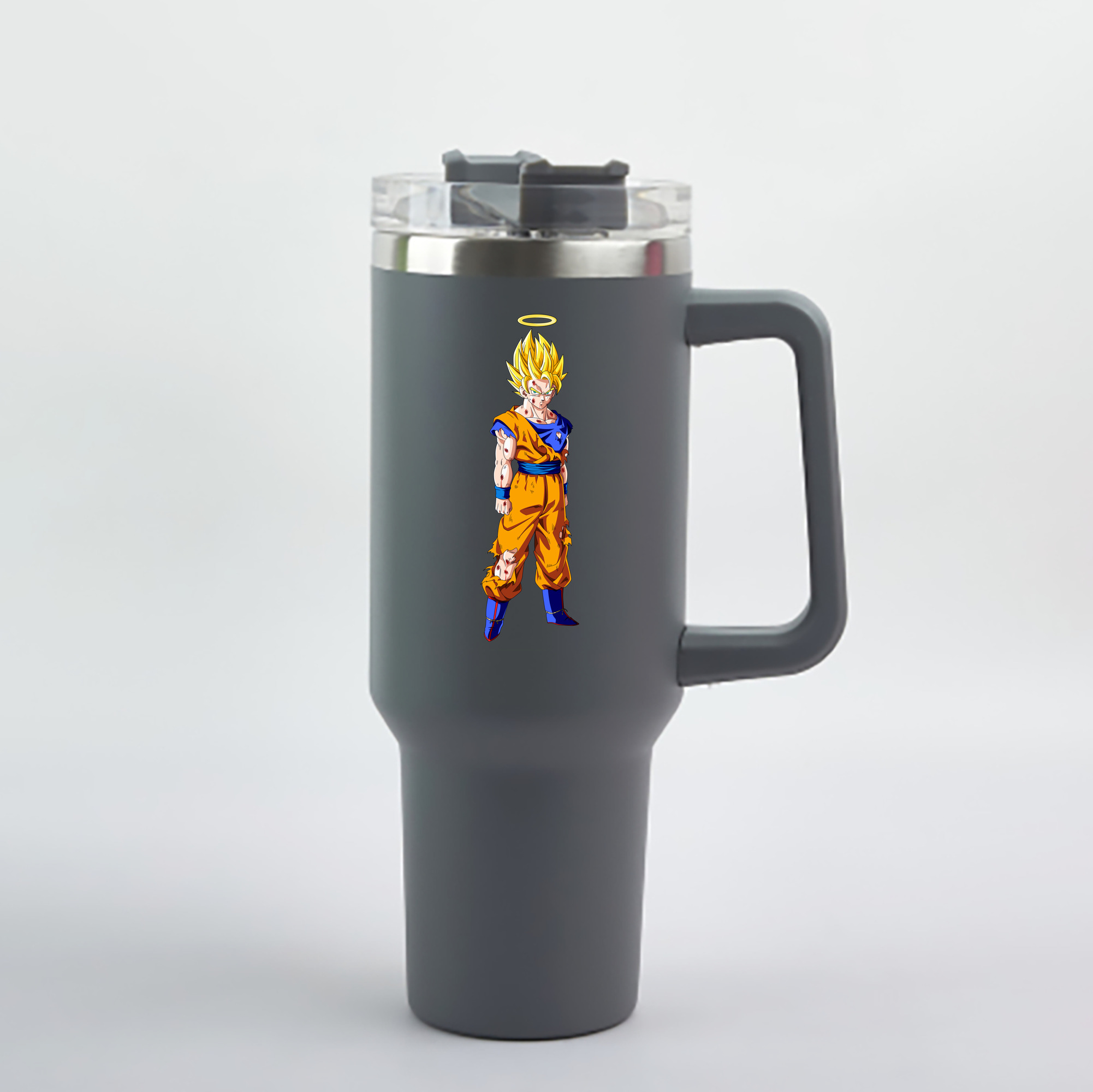 （画像用） ドラゴンボール 孫悟空（そん ごくう）Son Goku カカロット DRAGON BALL Kakarotto 1200mL車用タンブラー - クリスタルステッカー（プラスチックストロー付き）