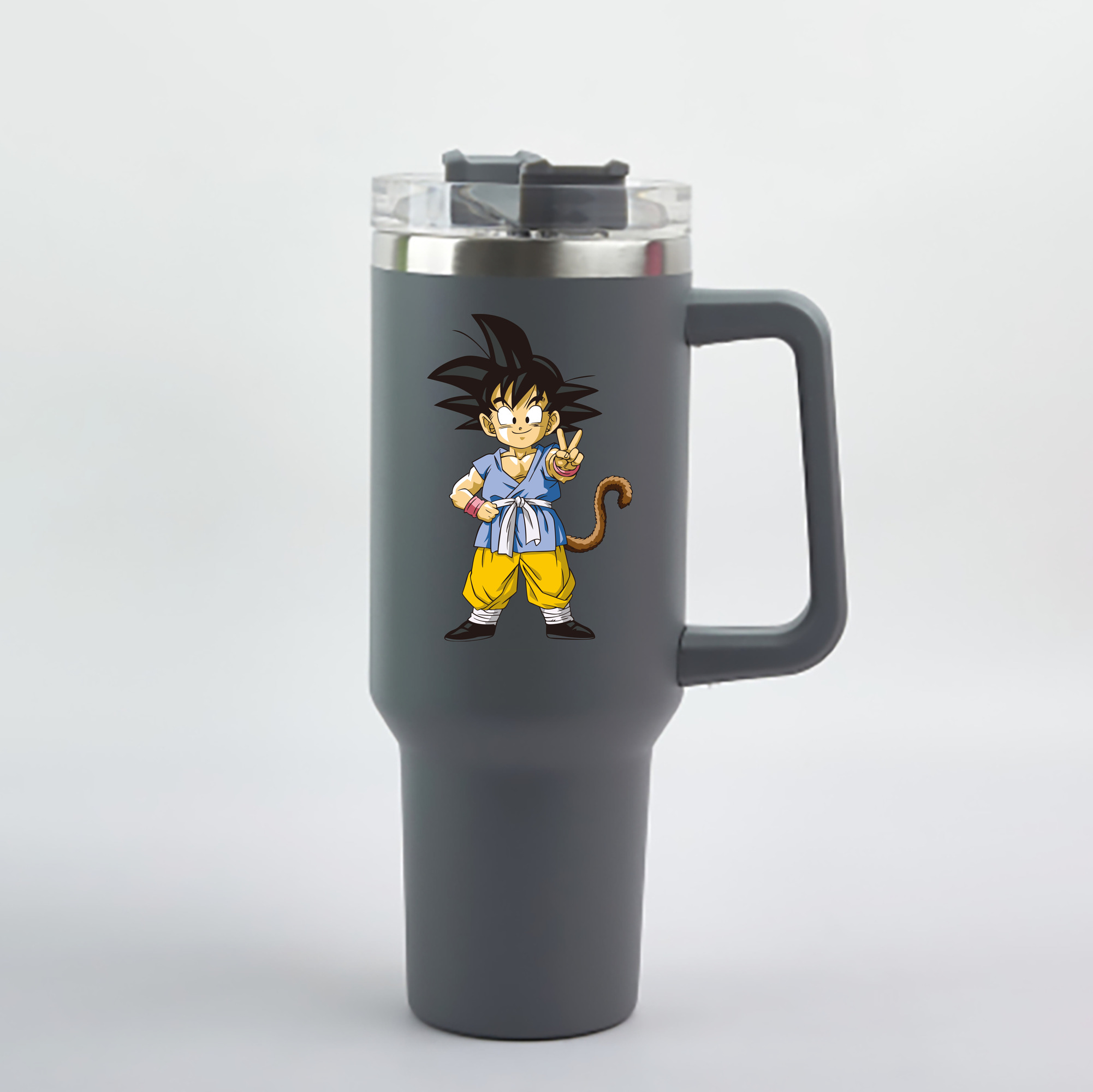 （画像用） ドラゴンボール 孫悟空（そん ごくう）Son Goku カカロット DRAGON BALL Kakarotto 1200mL車用タンブラー - クリスタルステッカー（プラスチックストロー付き）