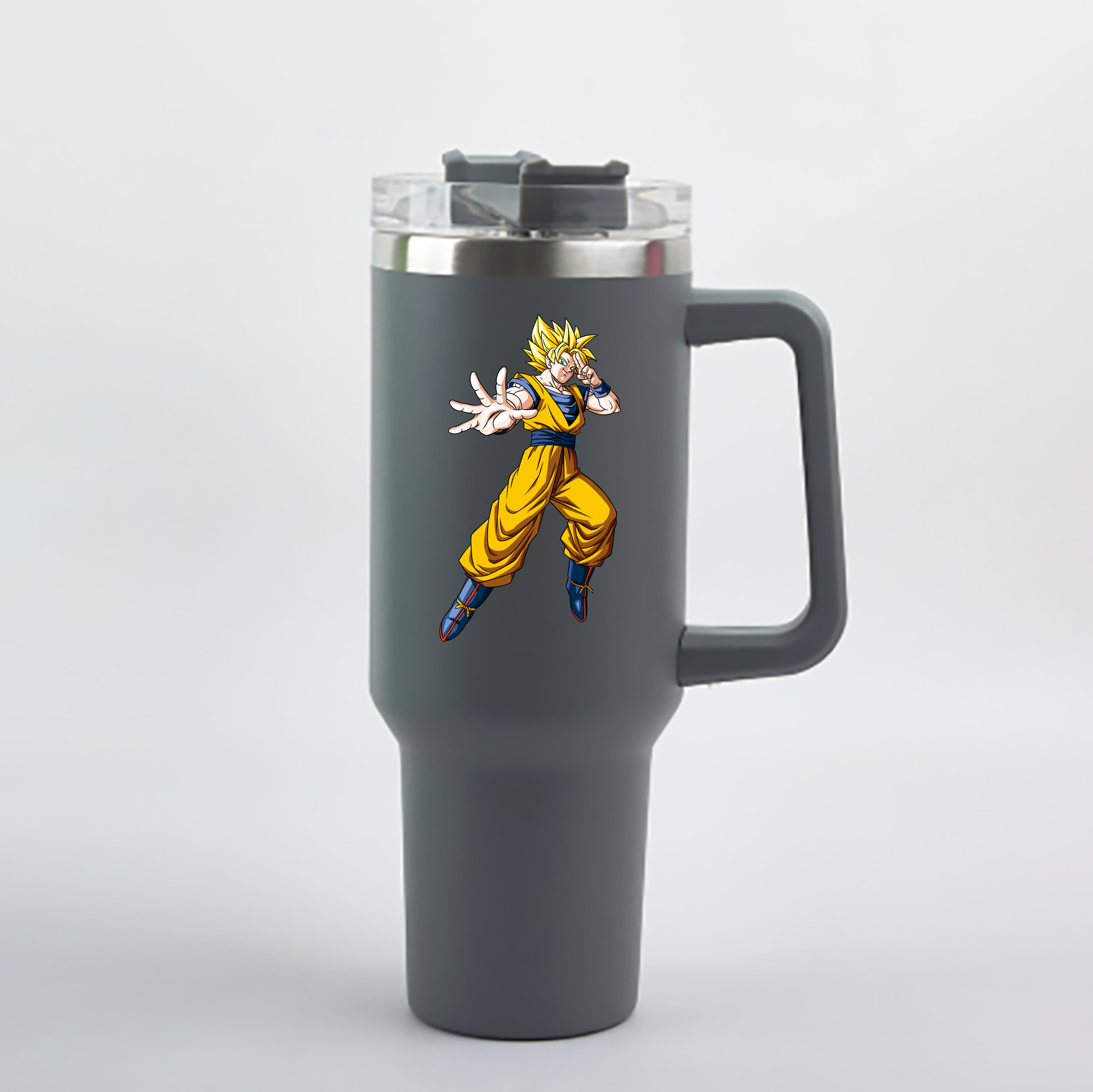 （画像用） ドラゴンボール 孫悟空（そん ごくう）Son Goku カカロット DRAGON BALL Kakarotto 1200mL車用タンブラー - クリスタルステッカー（プラスチックストロー付き）